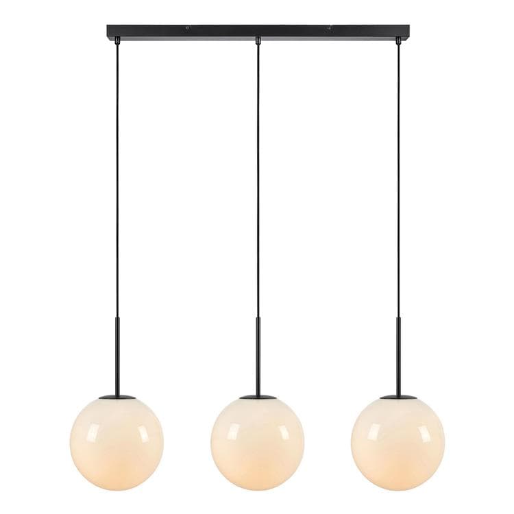 Suspension 3lumières métal verre l105cm noir