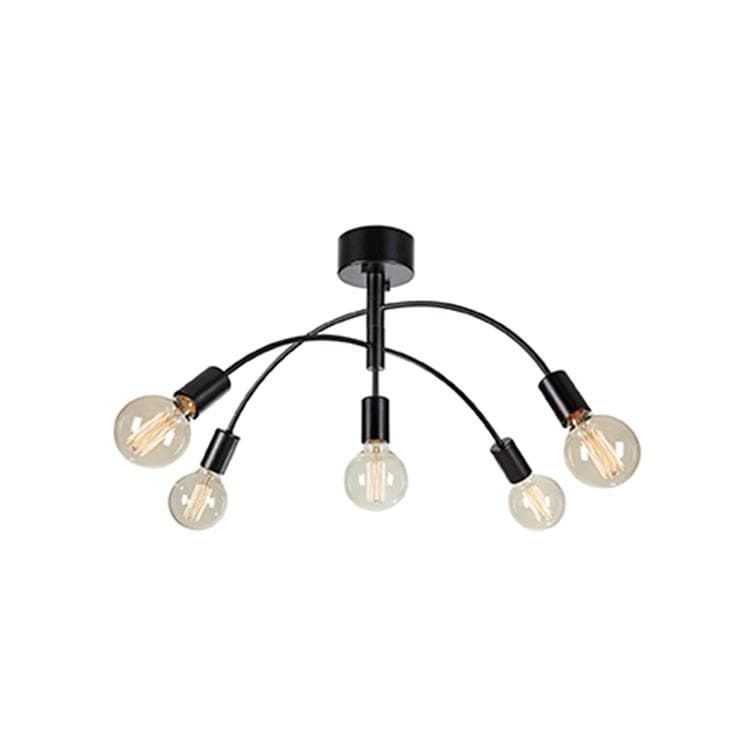 Plafonnier 5lumières métal l72cm noir