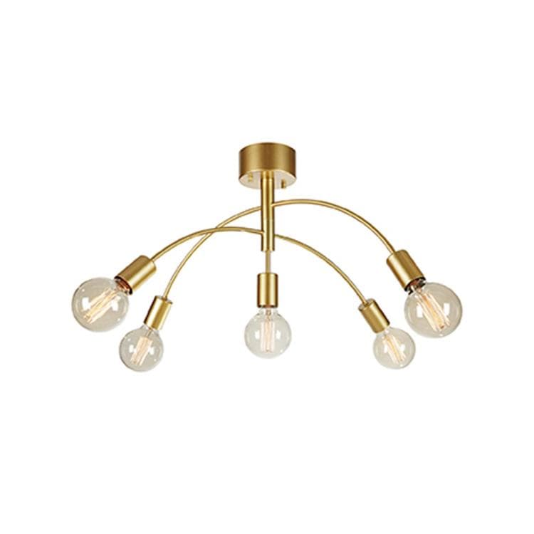Plafonnier 5lumières métal l72cm doré