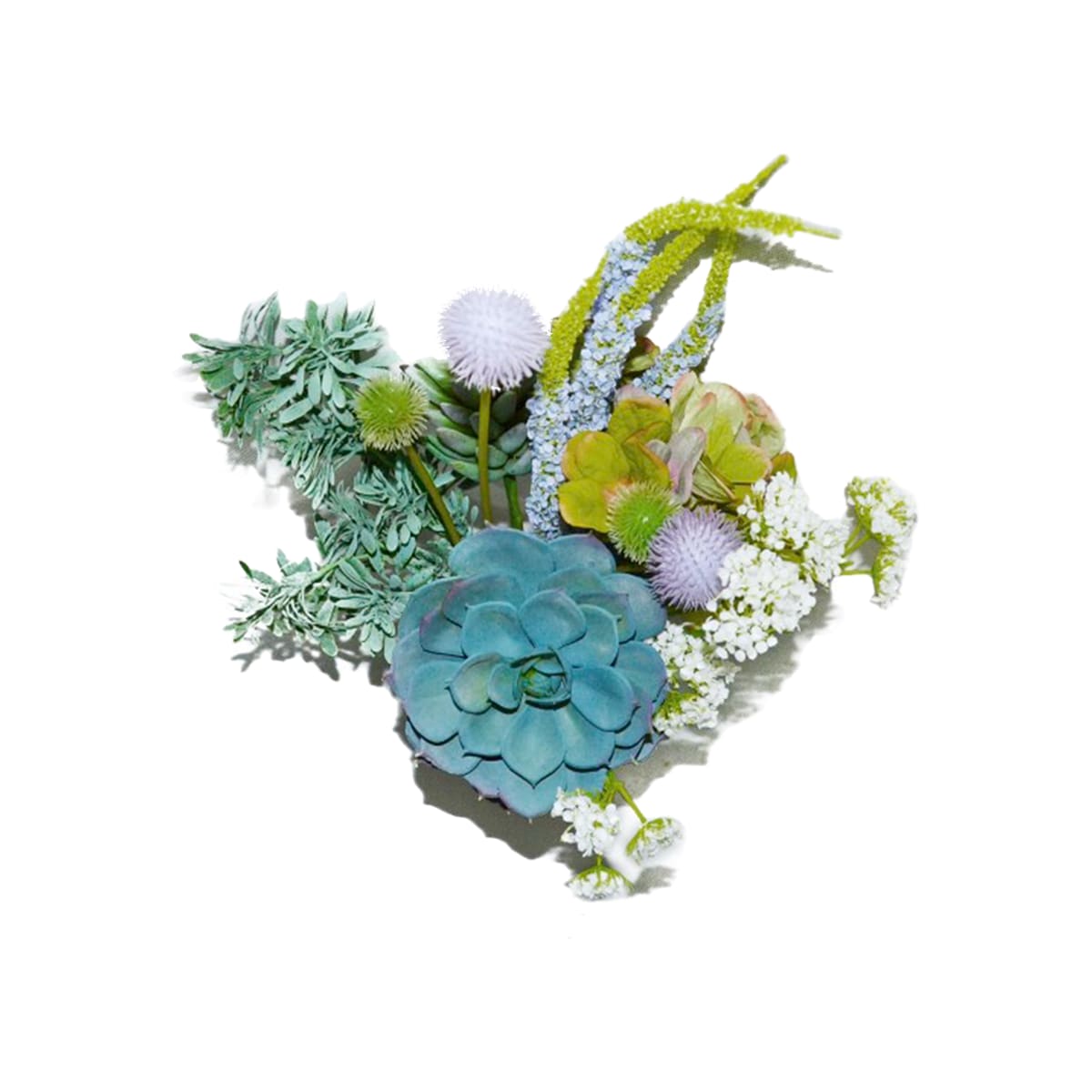 Bouquet de succulentes et eucalyptus artificiel vert et blanc H42