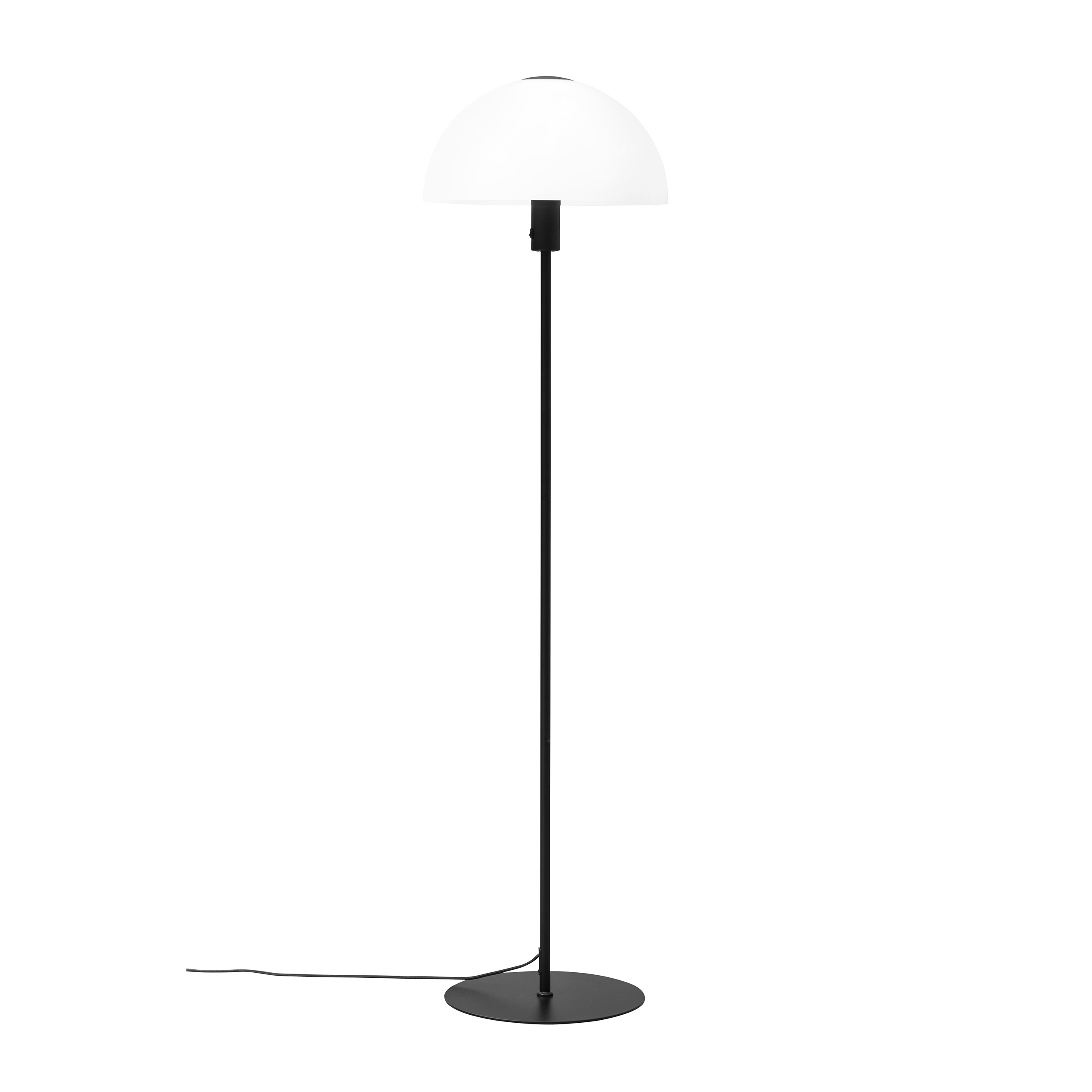 Lampadaire en verre opale et métal noir