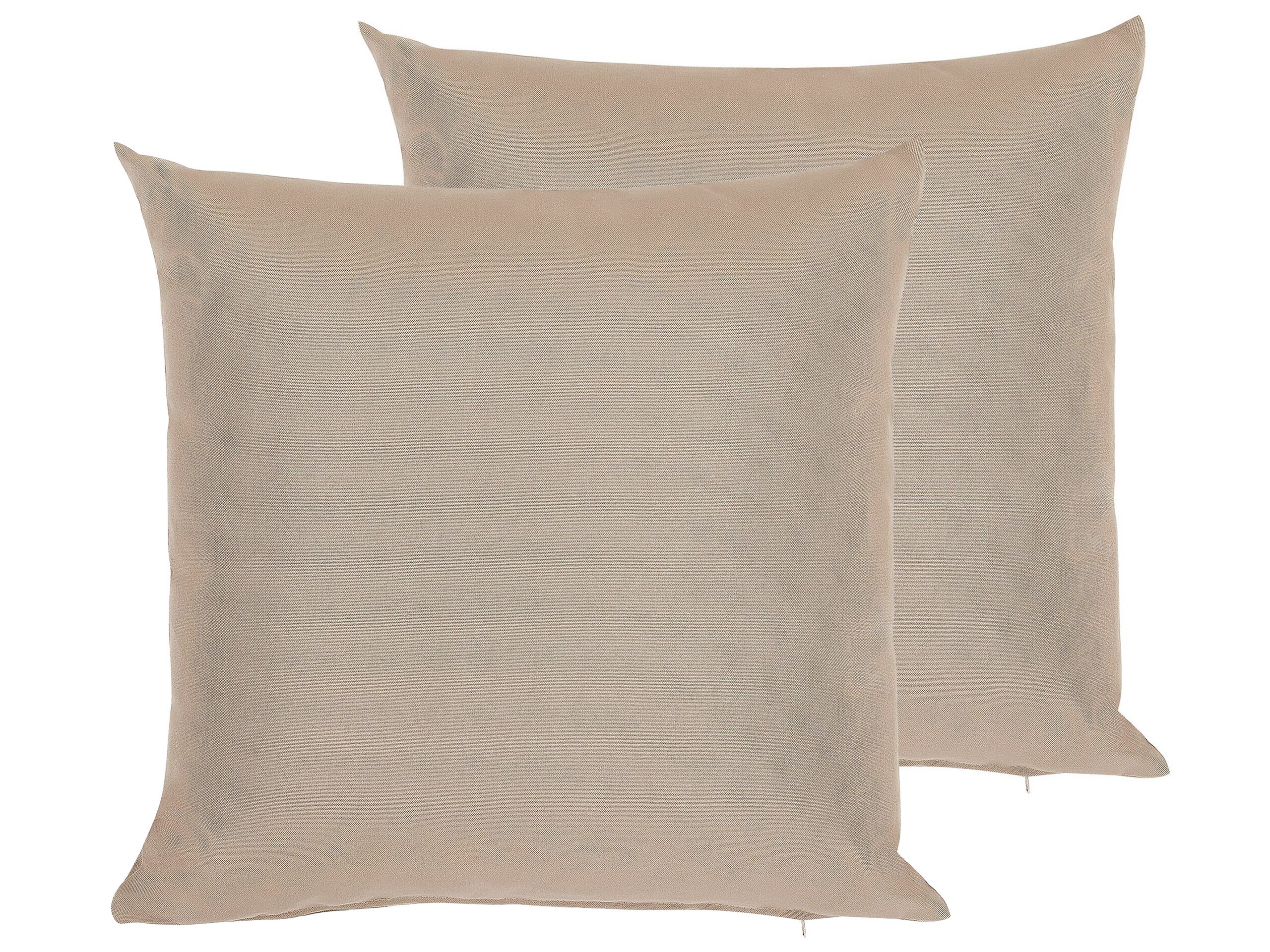 Lot de 2 coussins Polyester Beige sable