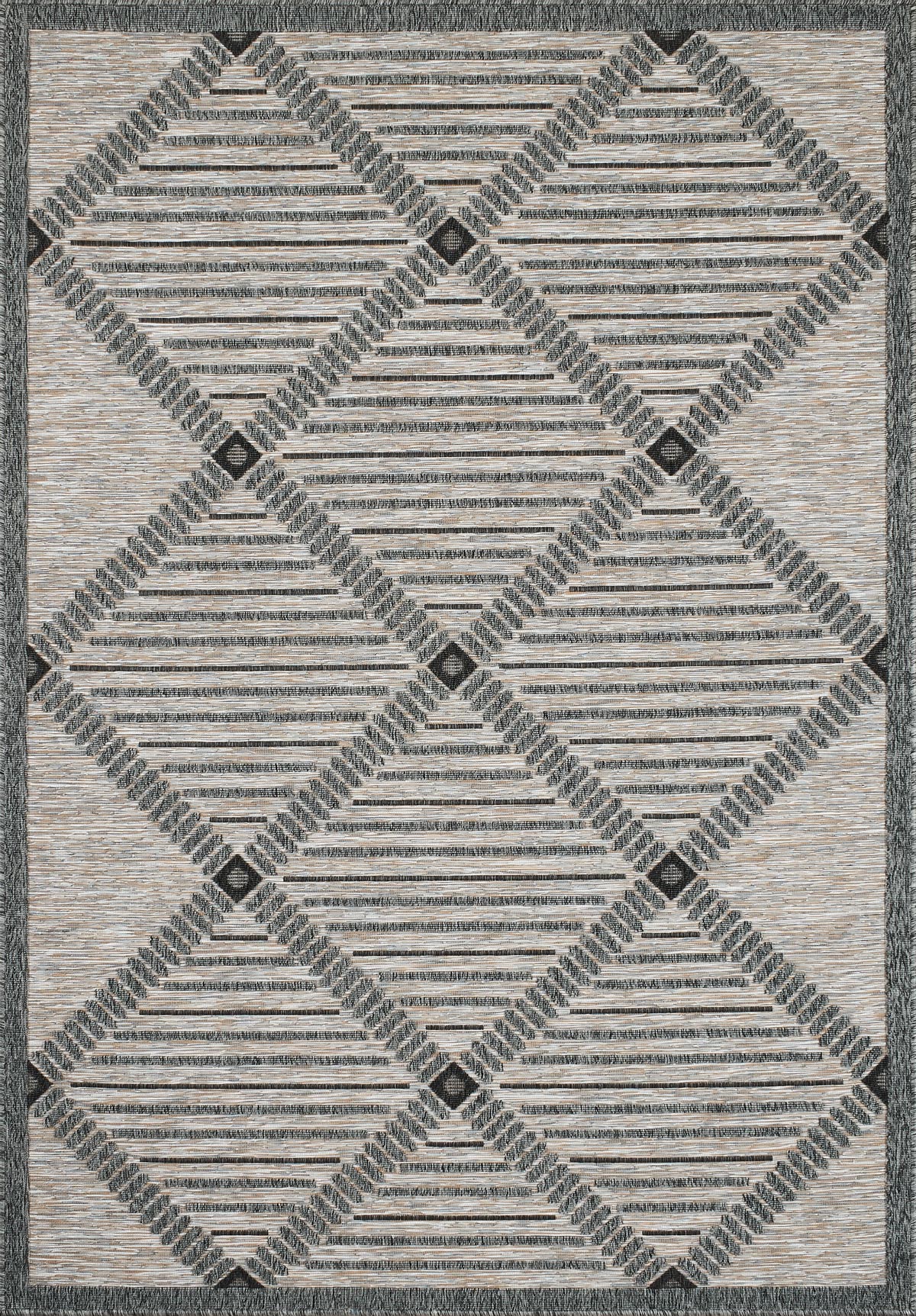 Tapis intérieur et extérieur motif losange anthracite 200x290