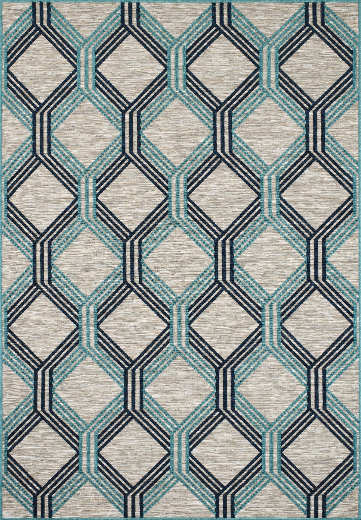 Tapis intérieur et extérieur motif géométrique bleu 120x160