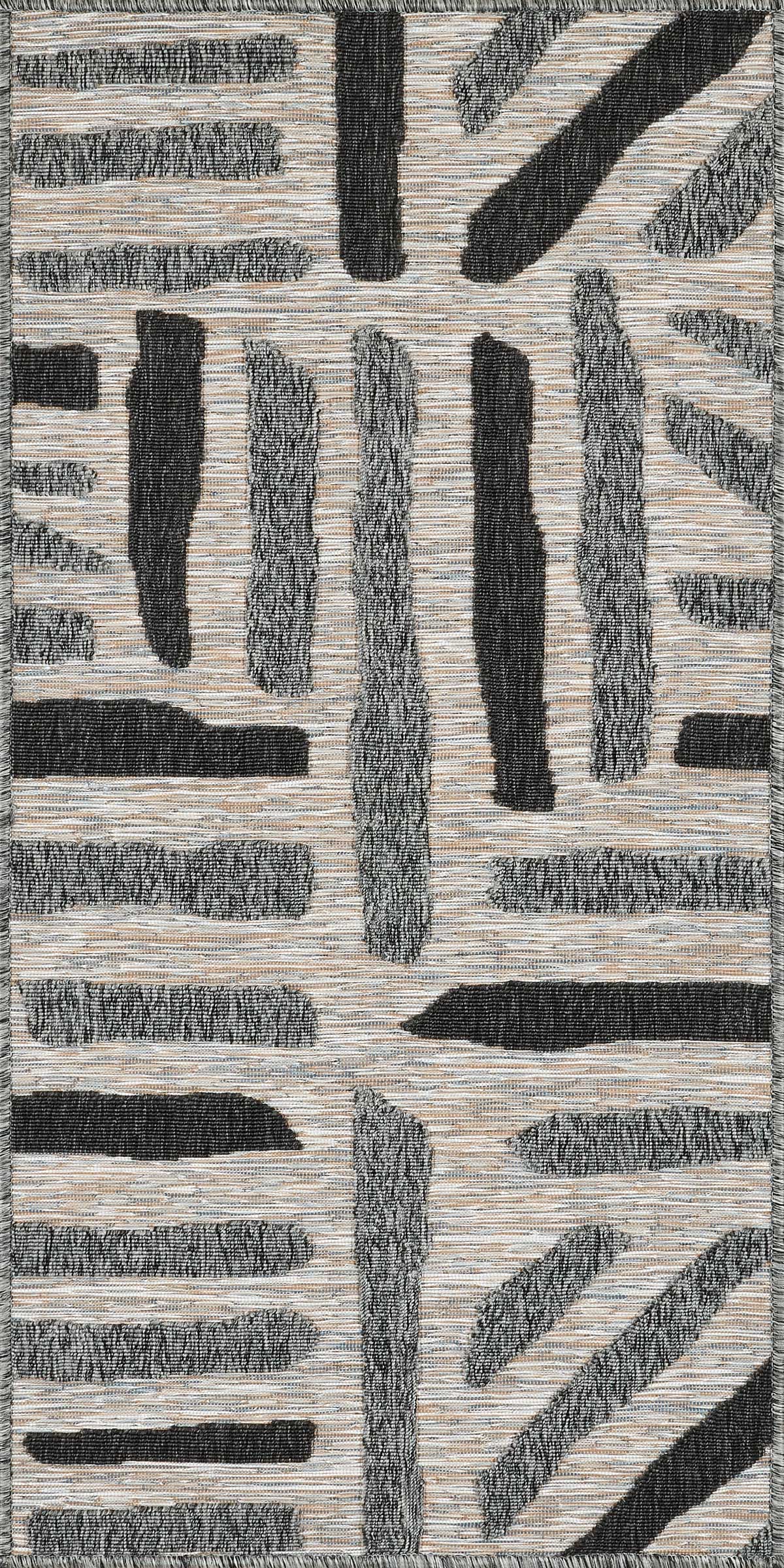 Tapis intérieur et extérieur motif rayé gris et anthracite 70x140