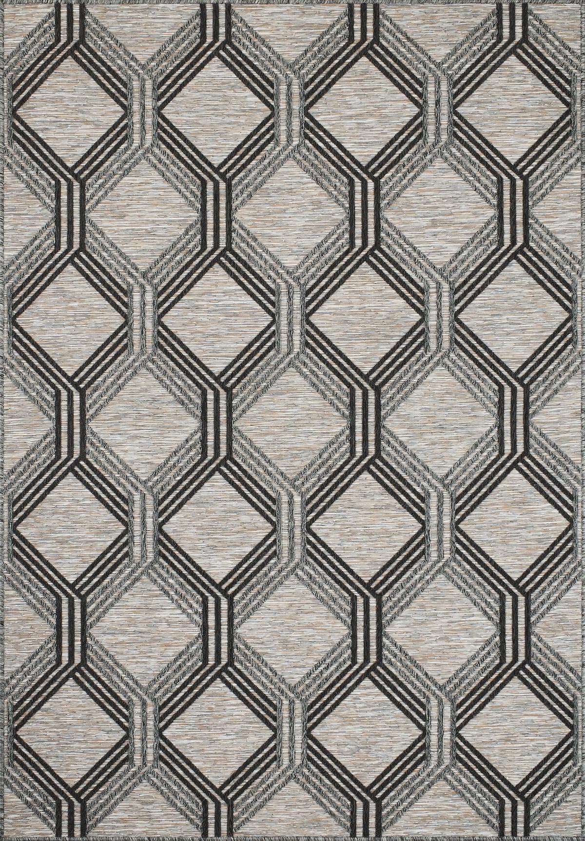 Tapis intérieur/extérieur motif géométrique gris et anthracite 120x160
