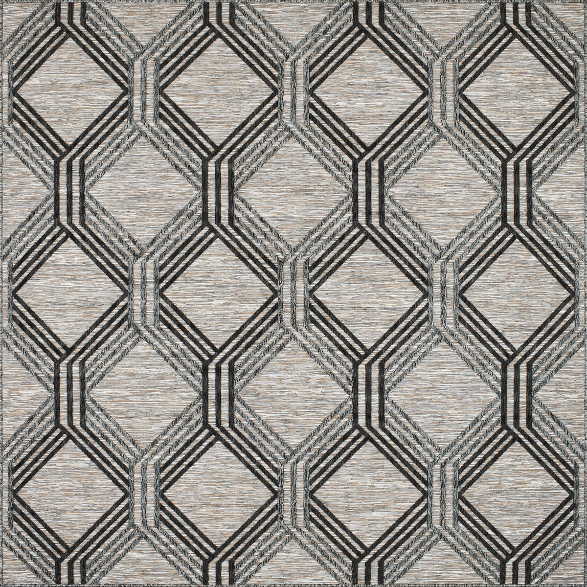 Tapis intérieur et extérieur motif géométrique gris carré 200x200