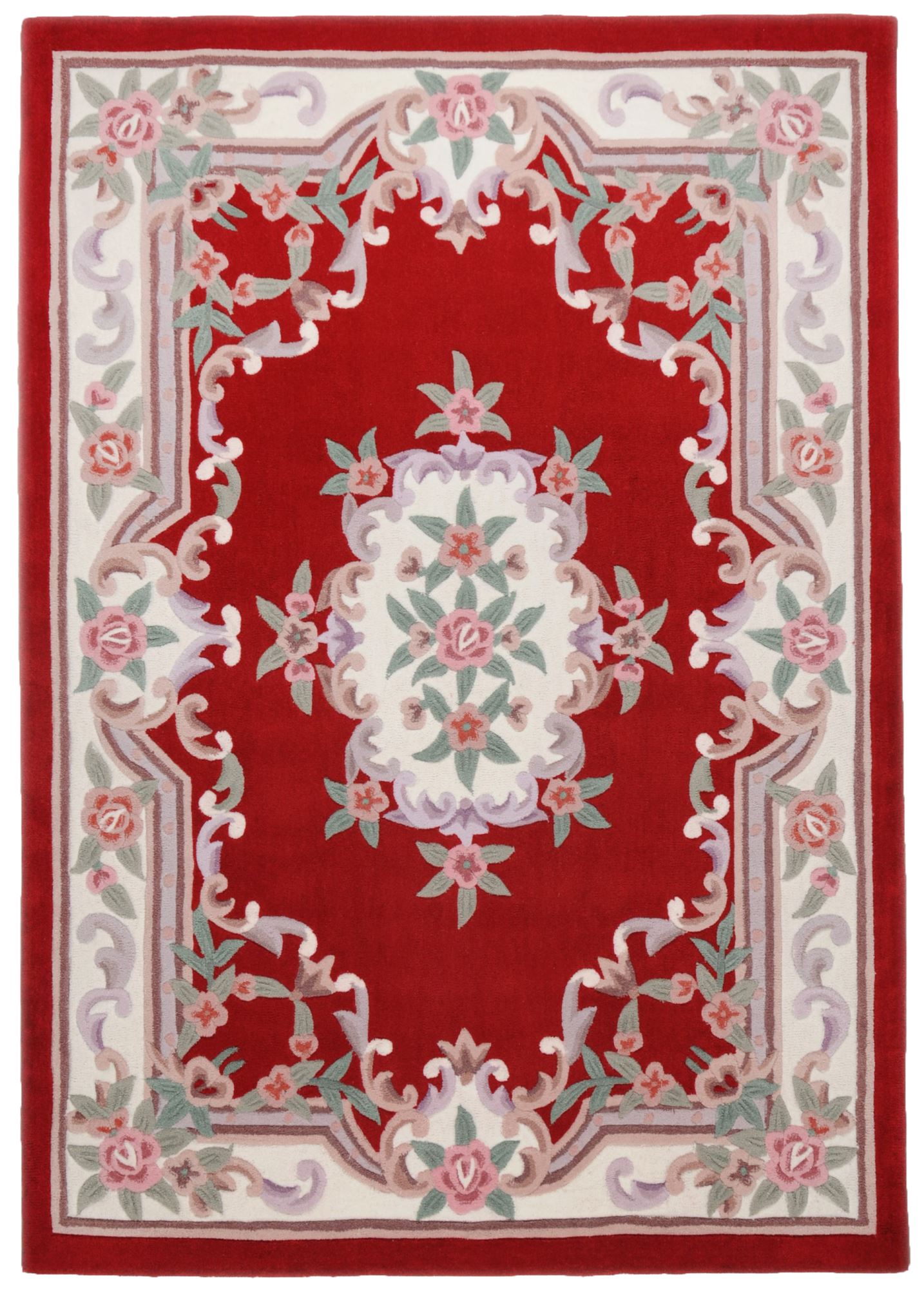 Tapis aubusson floral tufté main - Rouge 70x140 cm Tapis aubusson floral tufté main - Rouge 70x140 cm