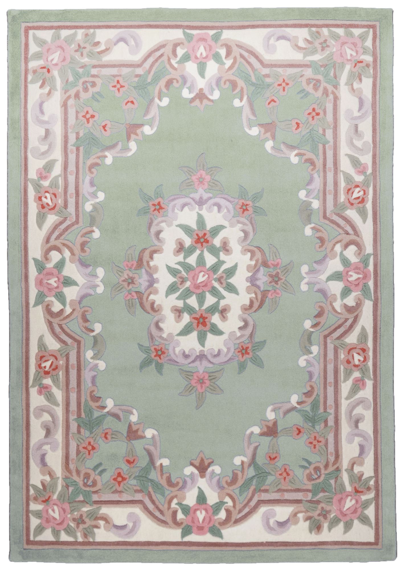 Tapis aubusson floral tufté main - Vert 90x160 cm Tapis aubusson floral tufté main - Vert 90x160 cm