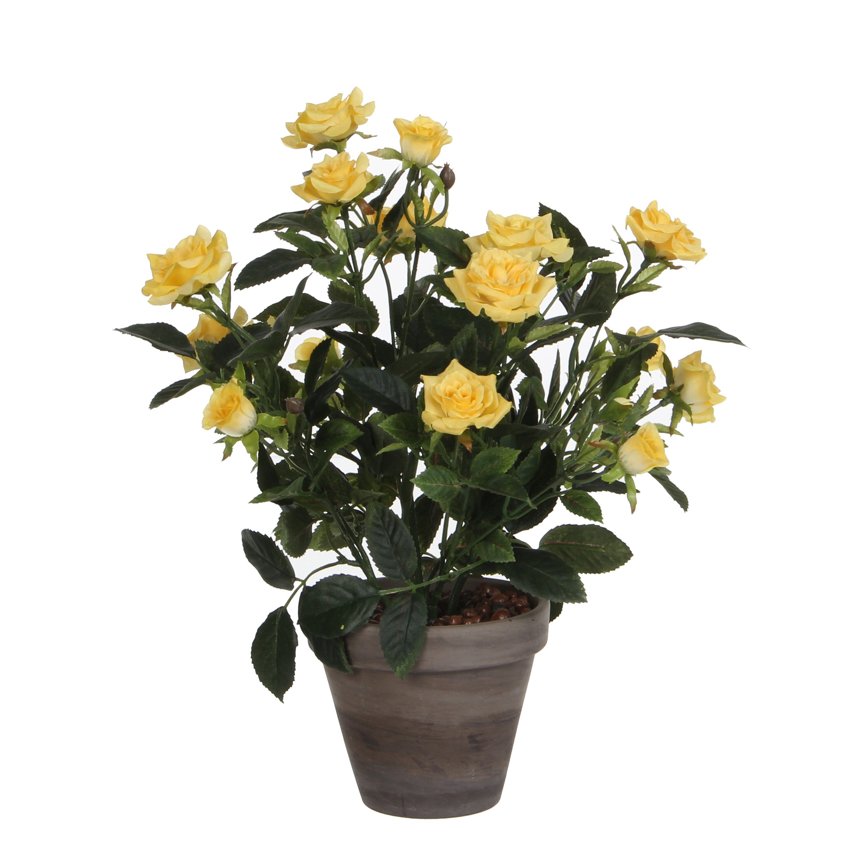Rosier artificielle jaune en pot H33