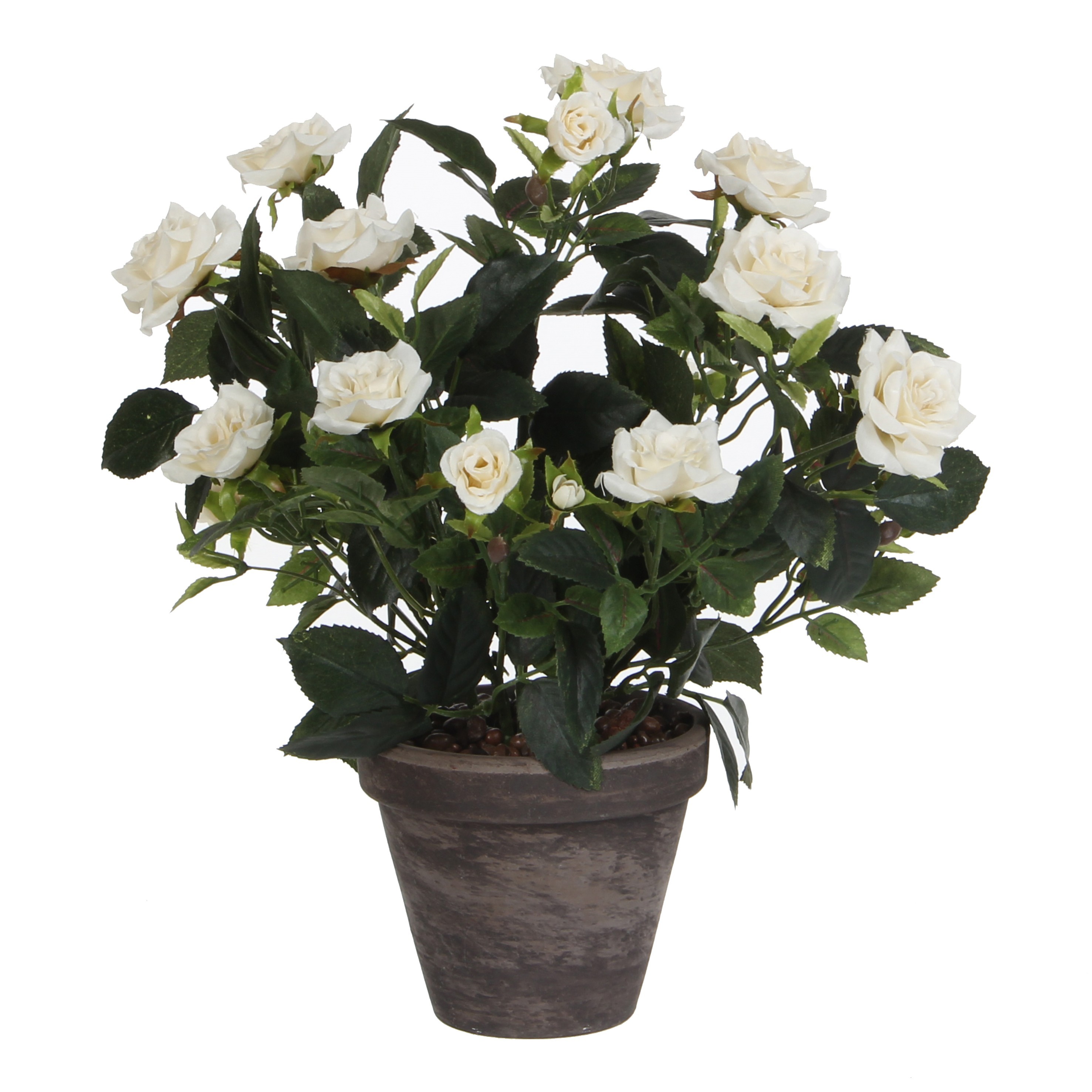 Rosier plantes artificielles blanches en pot H33