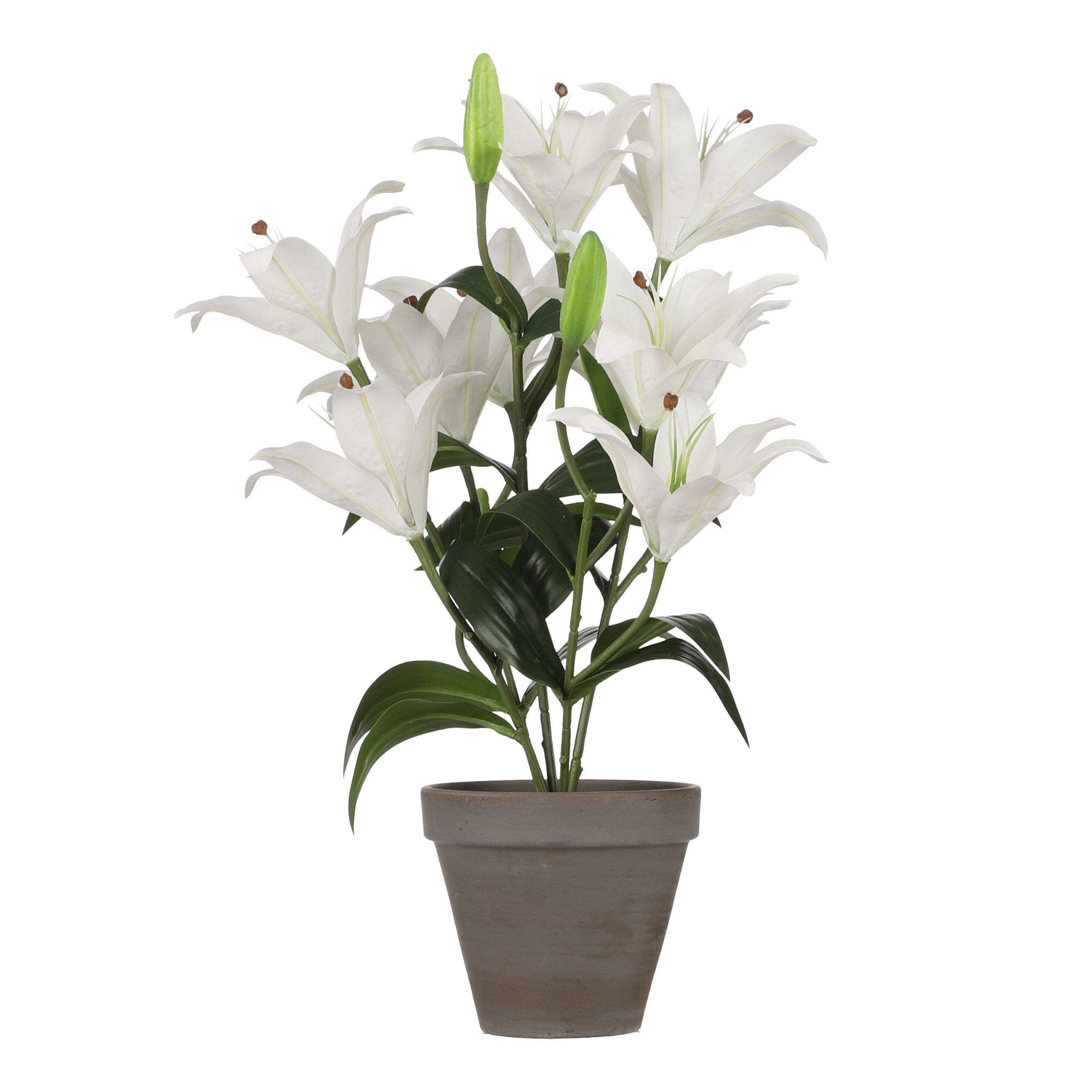 Lis tigré artificielle blanche en pot H47