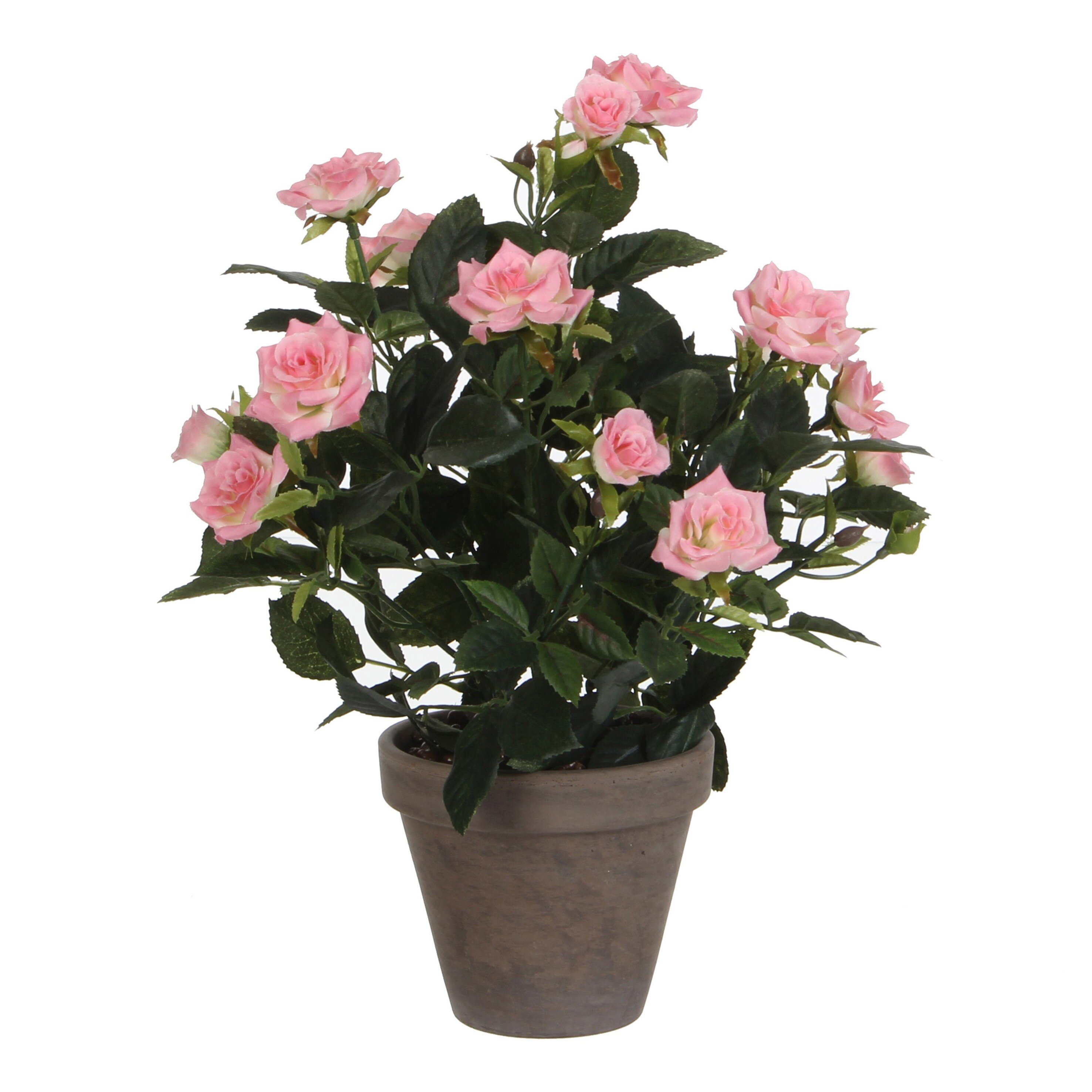 Rosier artificielle rose en pot H33