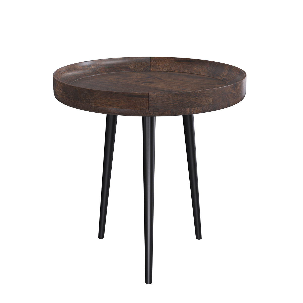 table d'appoint ronde en bois de manguier foncé d40 cm