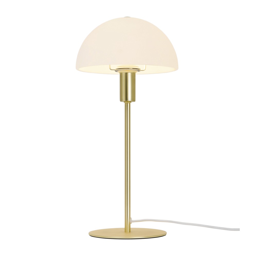lampe de table élégante en or et abat-jour en verre blanc