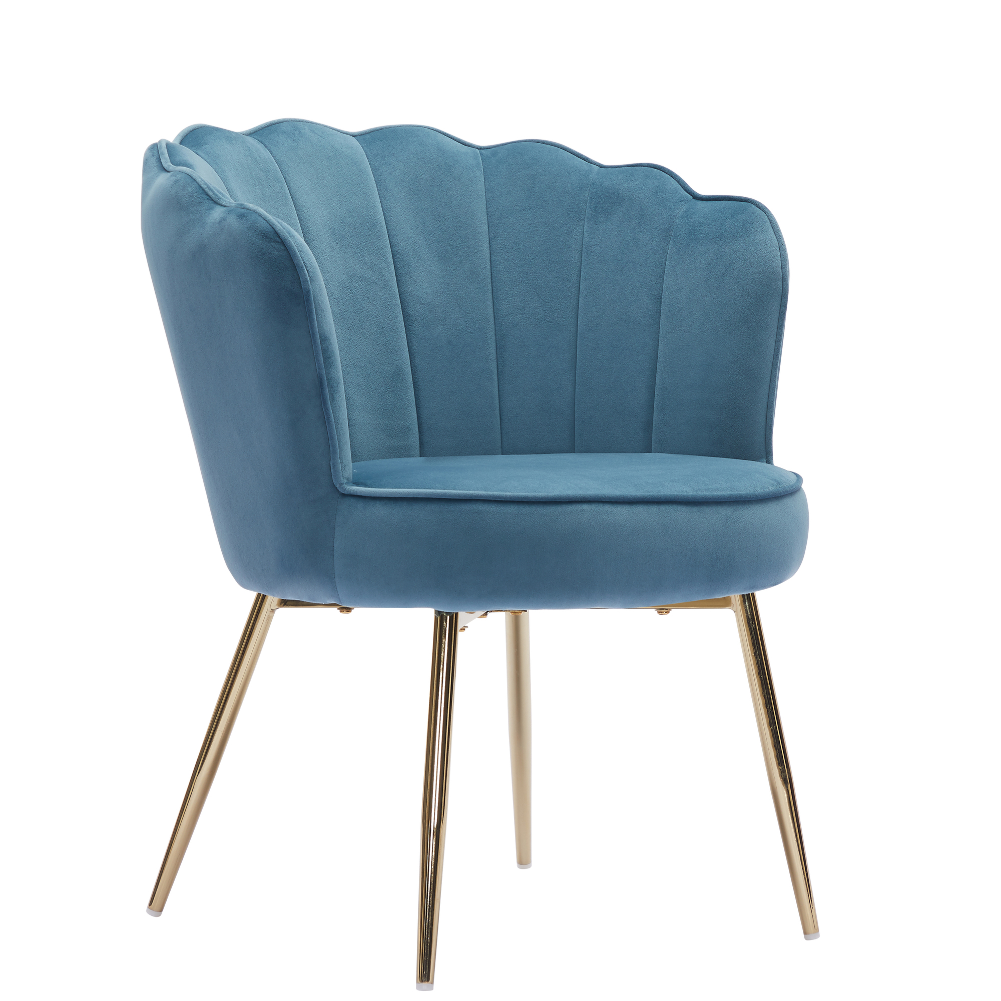 fauteuil  en velours bleu avec pieds doré