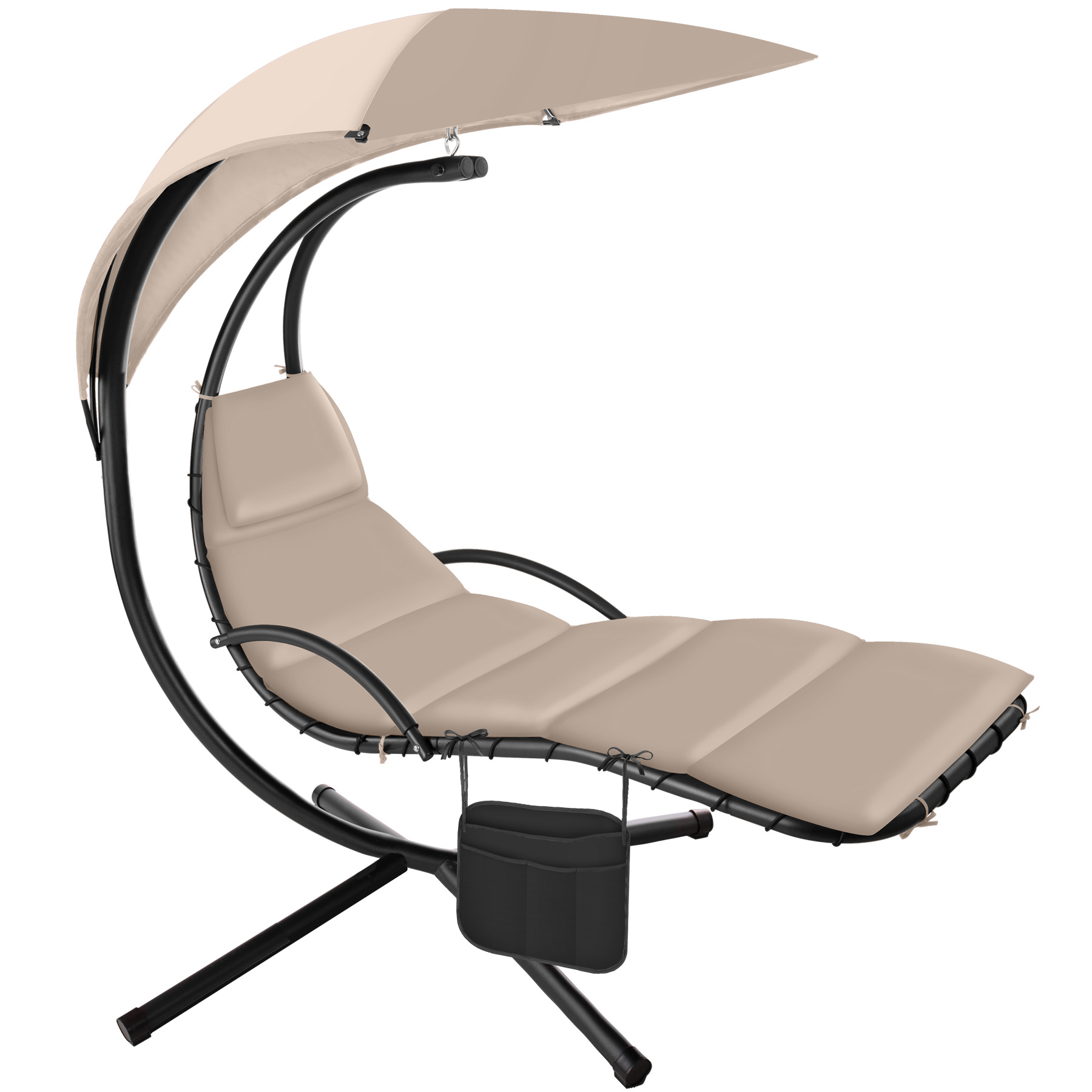 Fauteuil suspendu Elaria avec pare-soleil et poche latérale beige