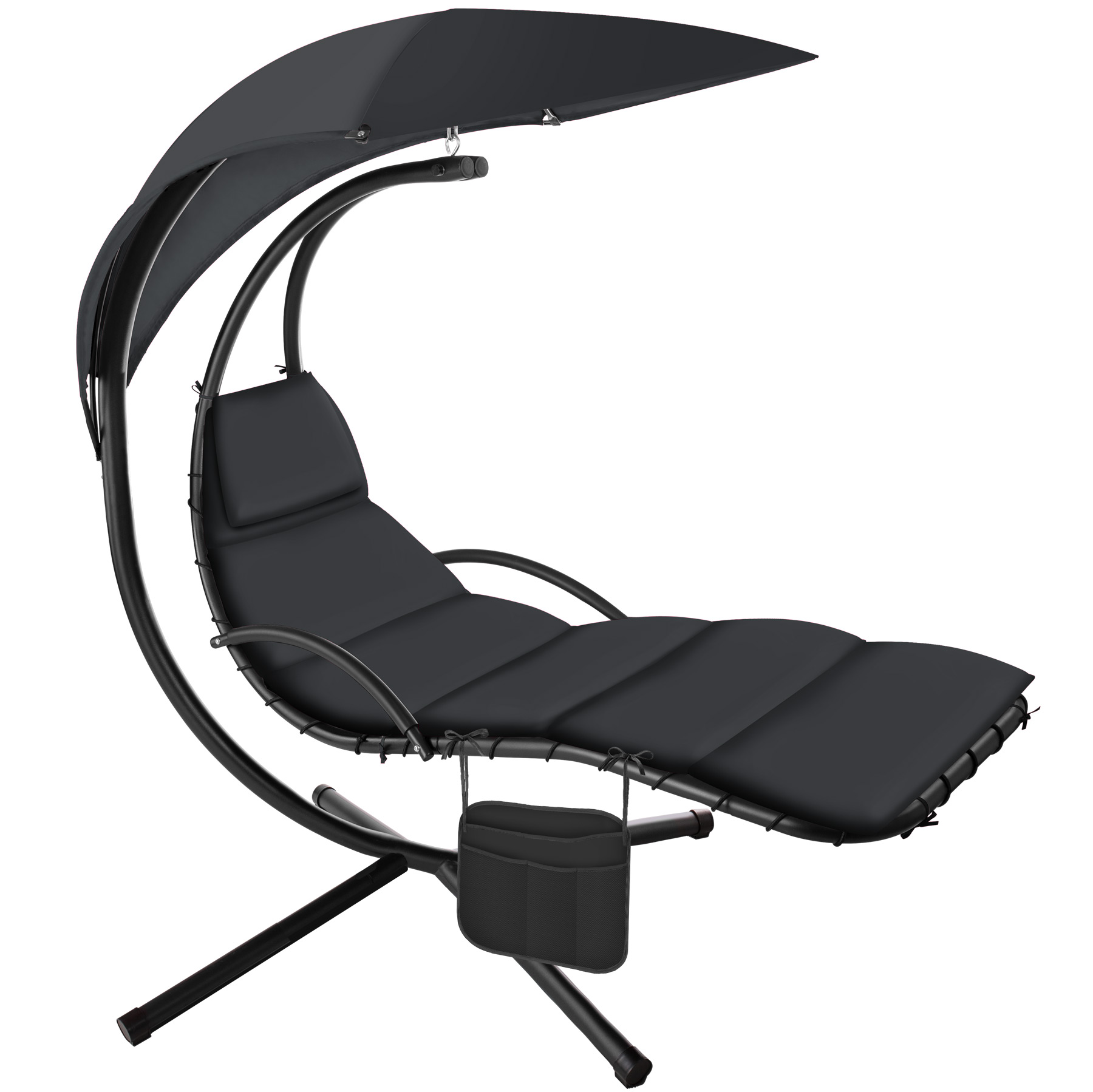 Fauteuil suspendu Elaria avec pare-soleil et poche latérale noir