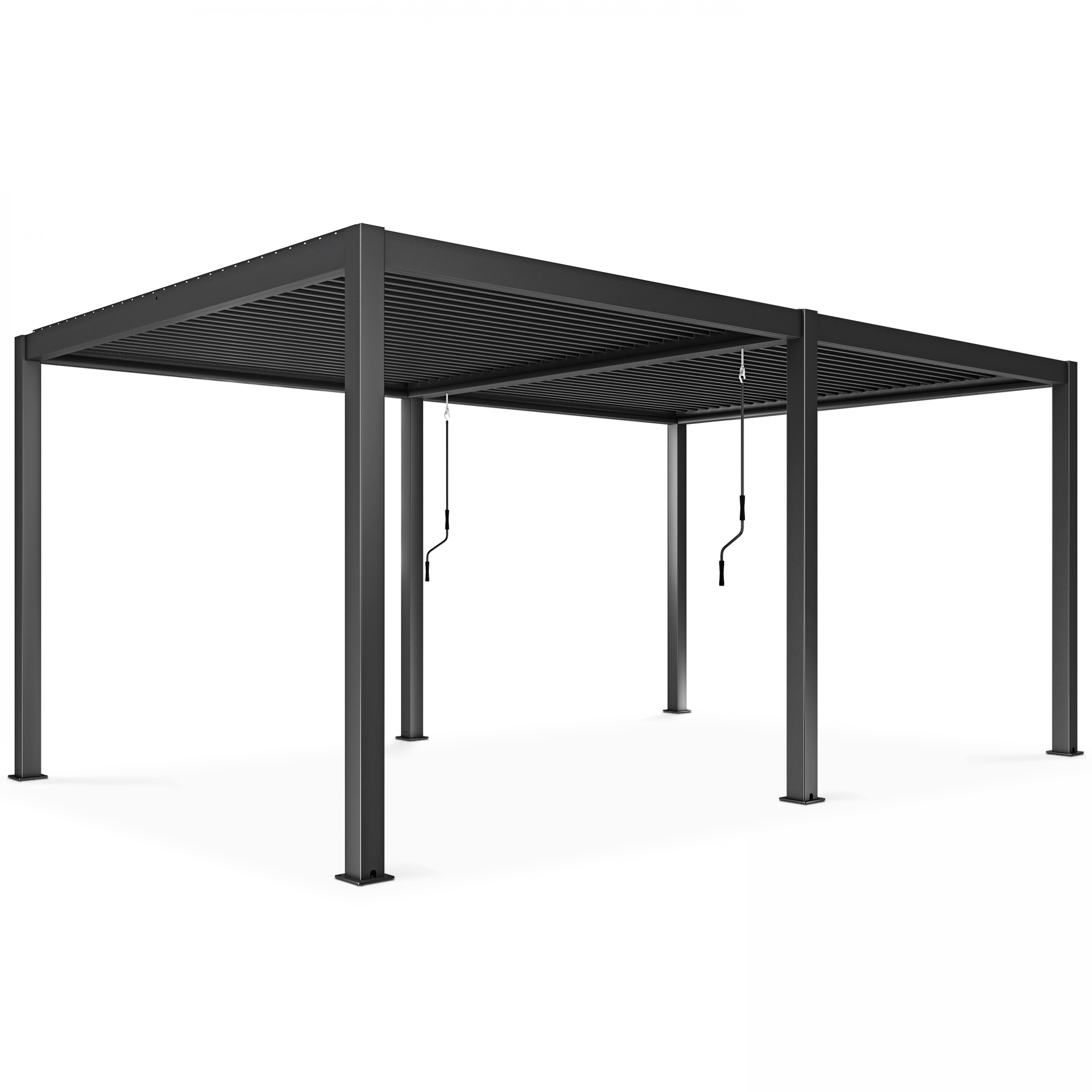 Pergola bioclimatique autoportée gris 3 x 6 x 2.5 m