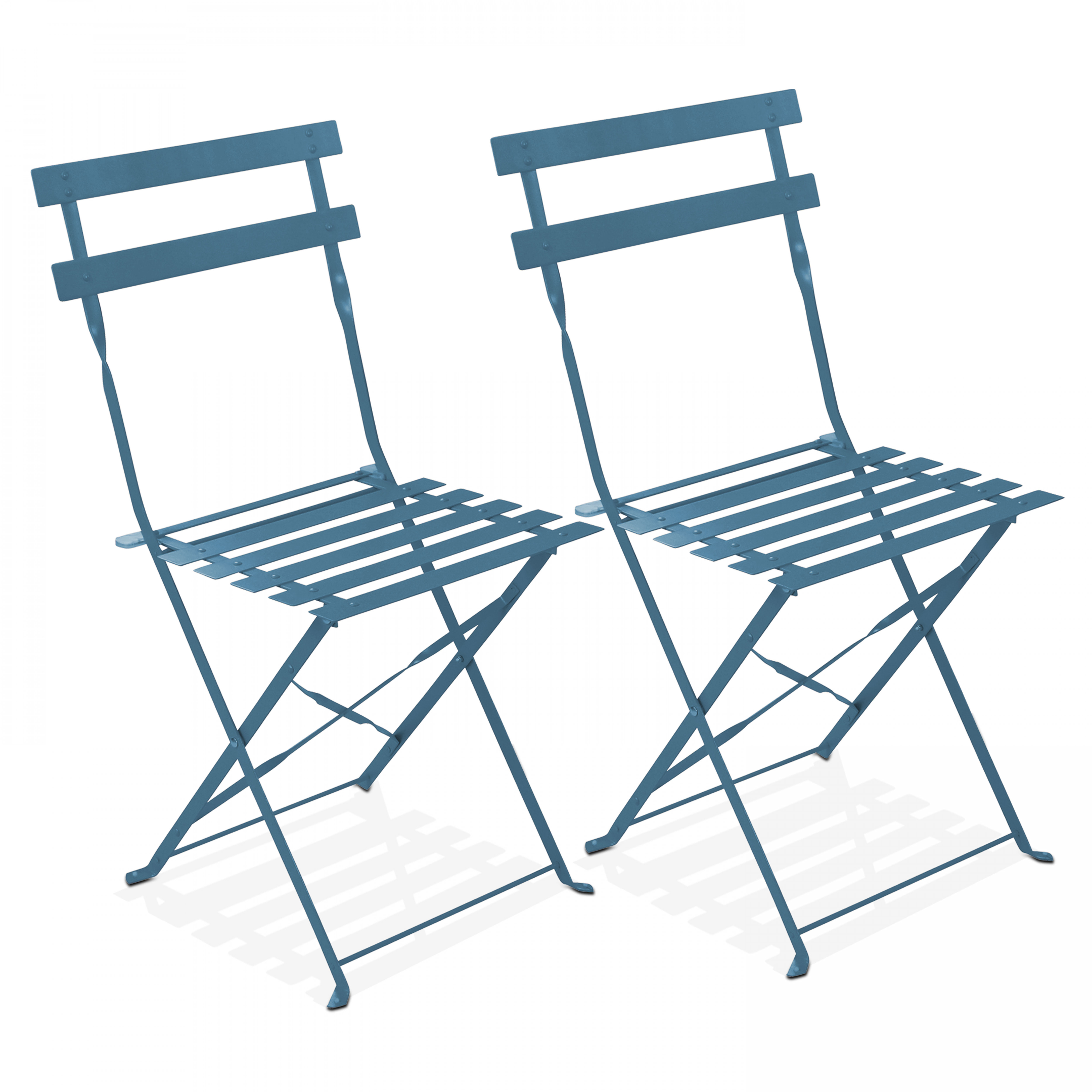 Lot de 2 chaises pliantes en acier bleu pacific