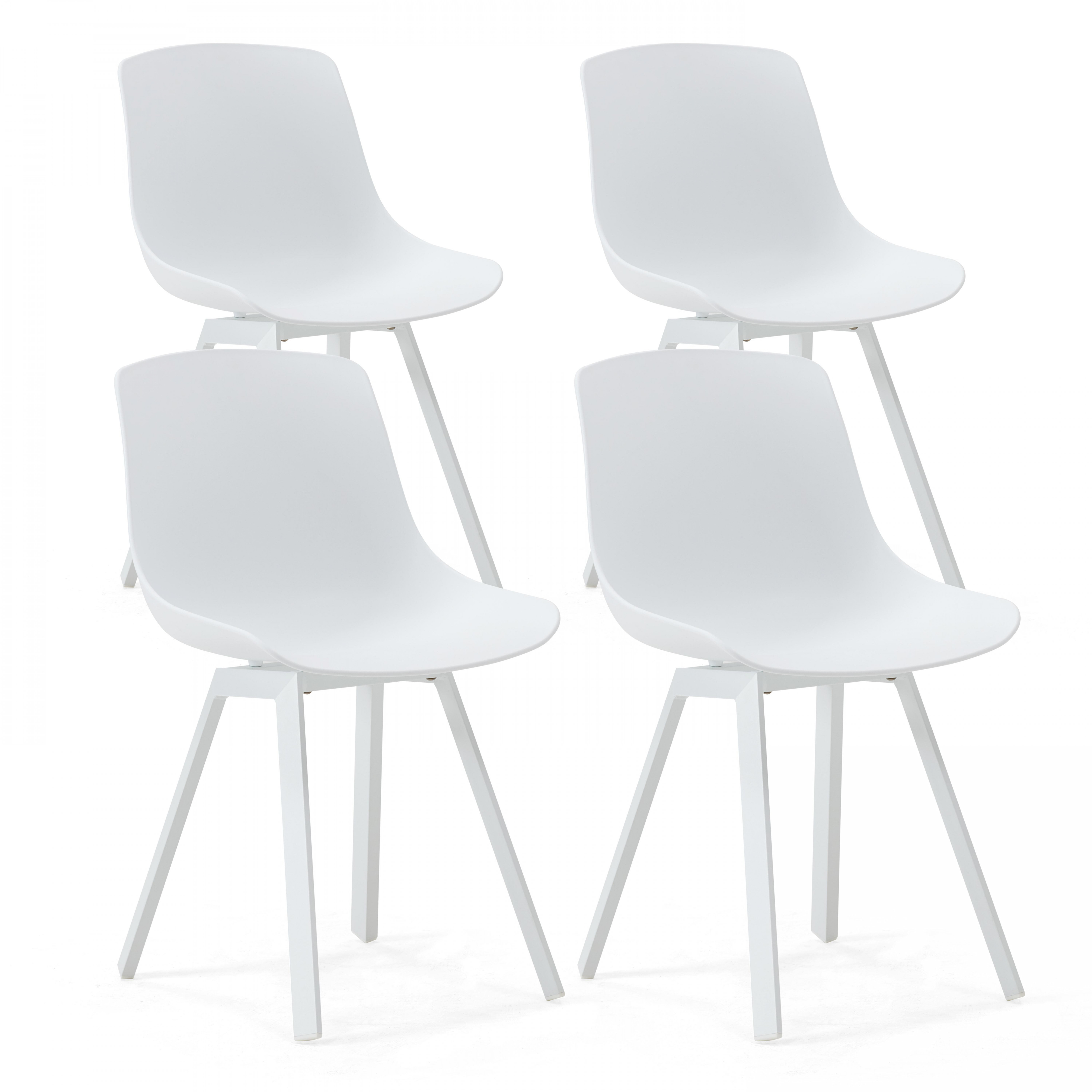 Lot de 4 chaises scandinave aluminium blanches