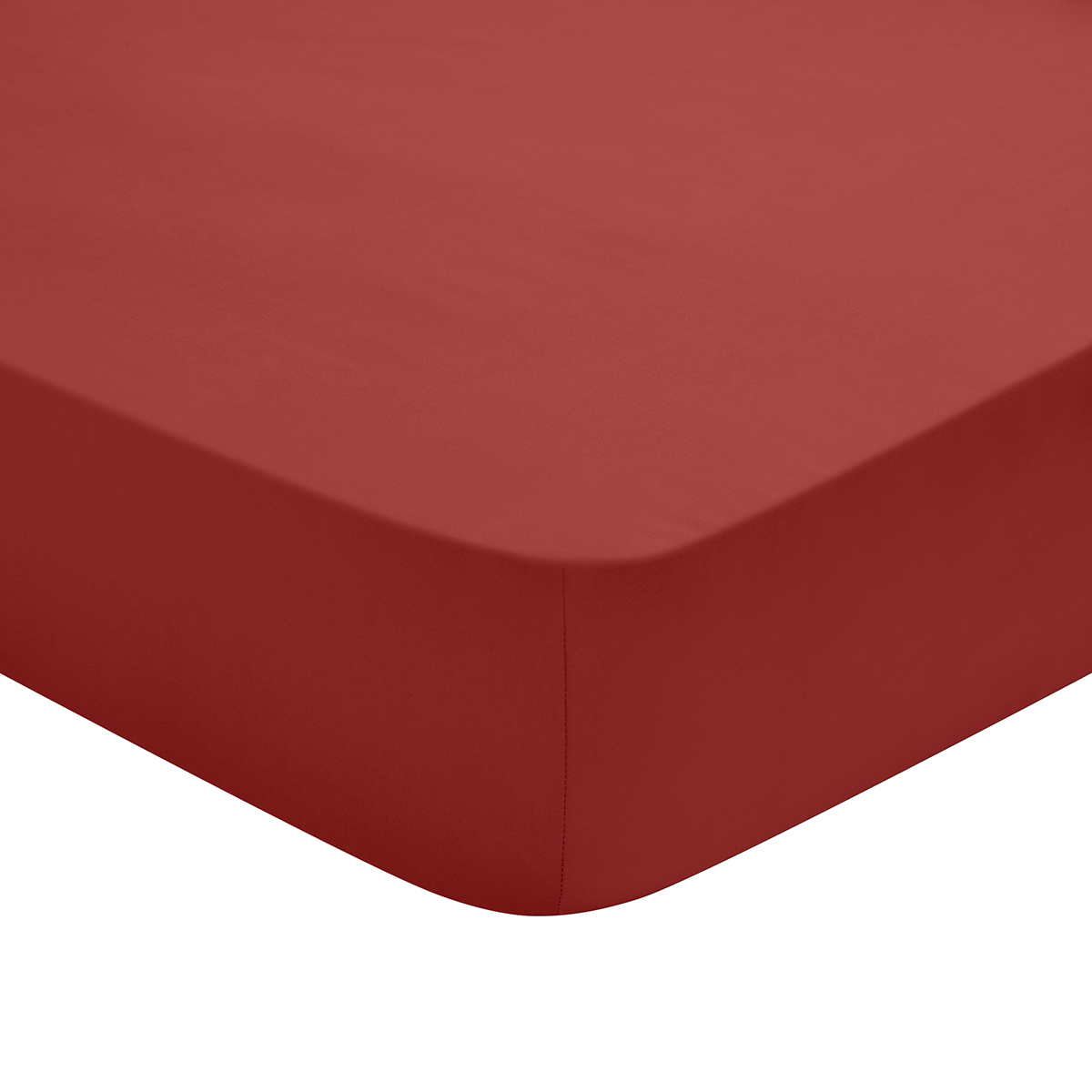 drap housse   coton rouge 90x190 cm