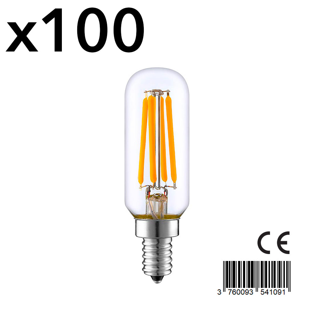 Lot de 100 ampoules filaments LED Verre Transparent E14 4W