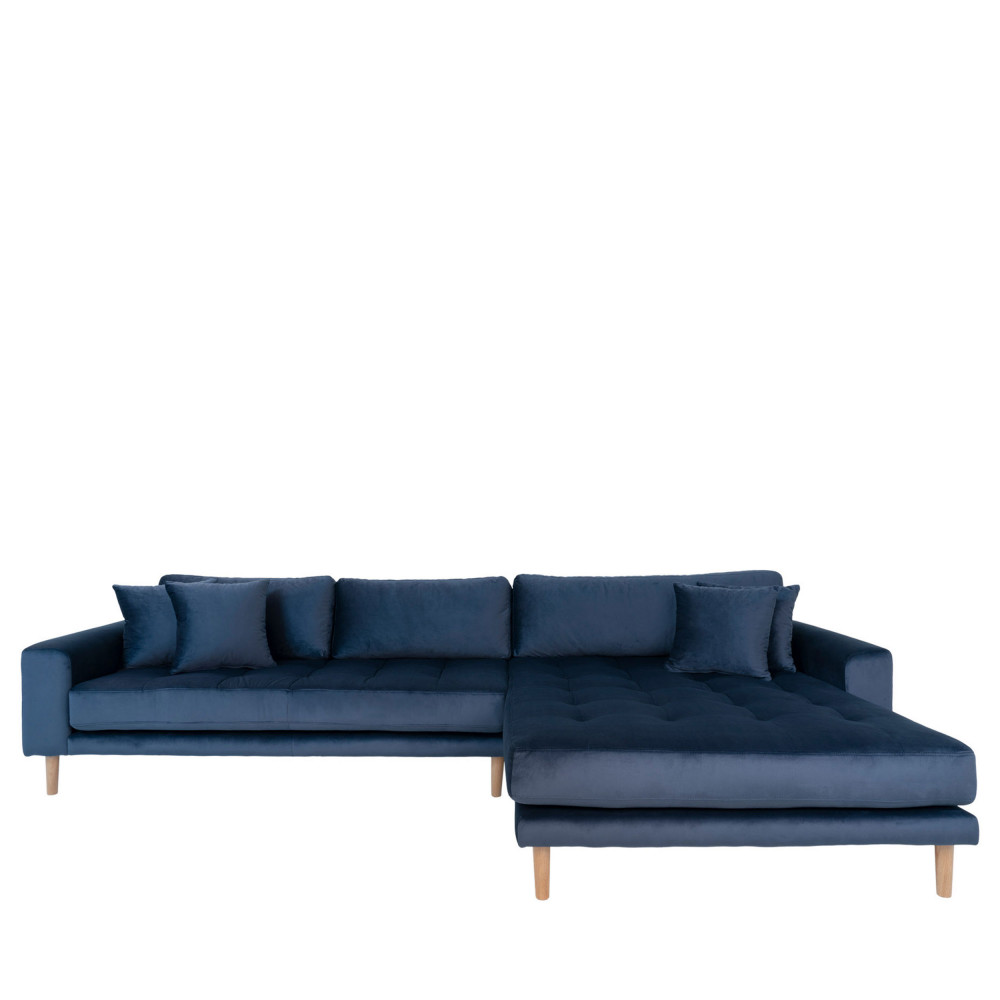 Canapé d'angle 4 places Bleu Velours Moderne Confort Promotion