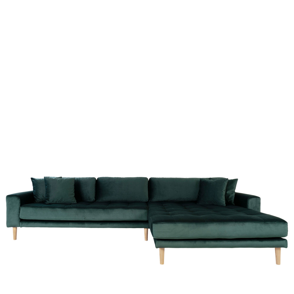 Canapé d'angle 4 places Velours Moderne Confort Vert