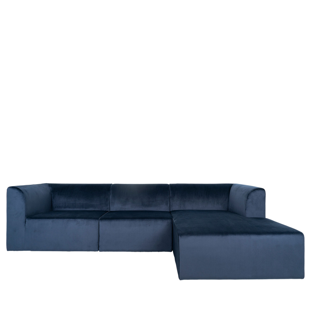 Canapé d'angle 4 places Bleu Velours Contemporain Confort