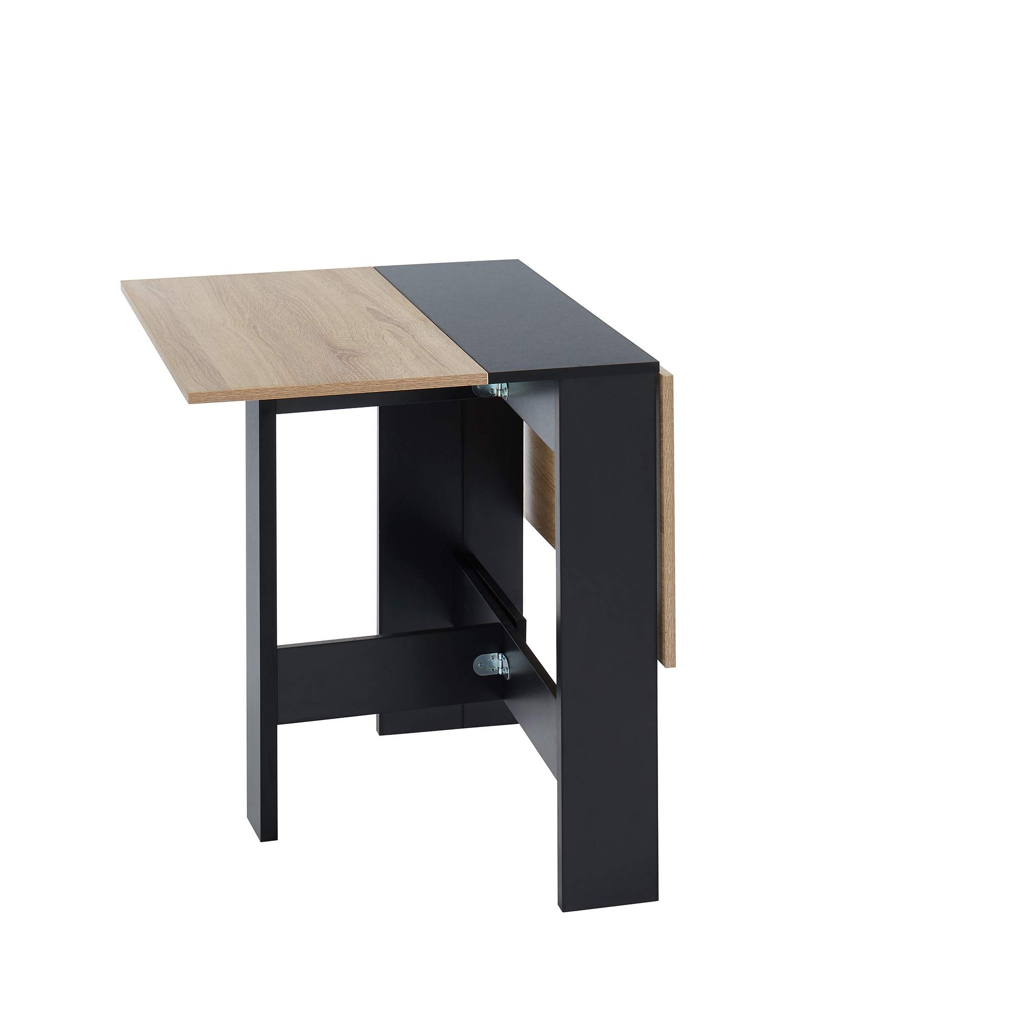 Table pliable   noir et effet chêne  104cm