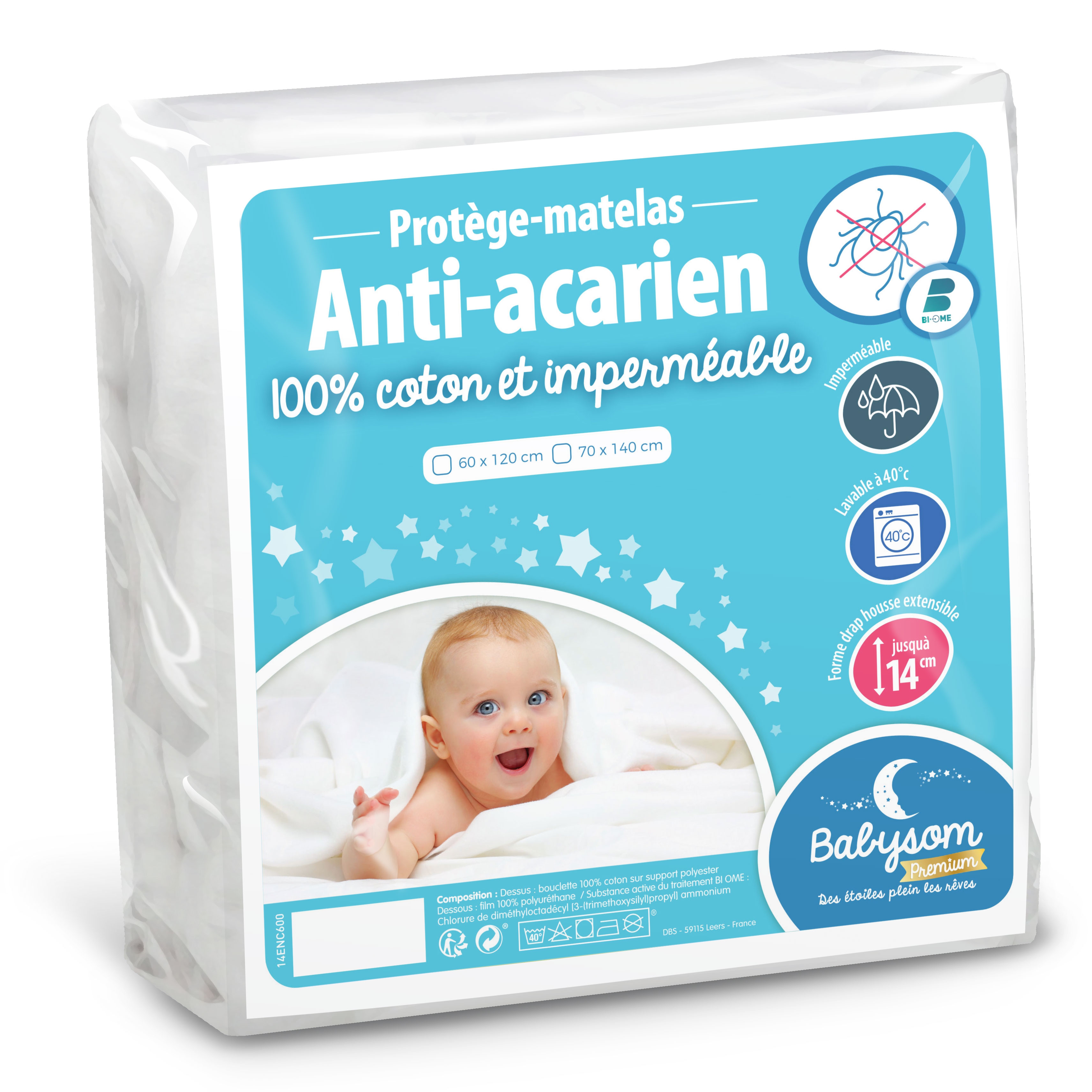 protège matelas bébé anti acariens et imperméable 70x140