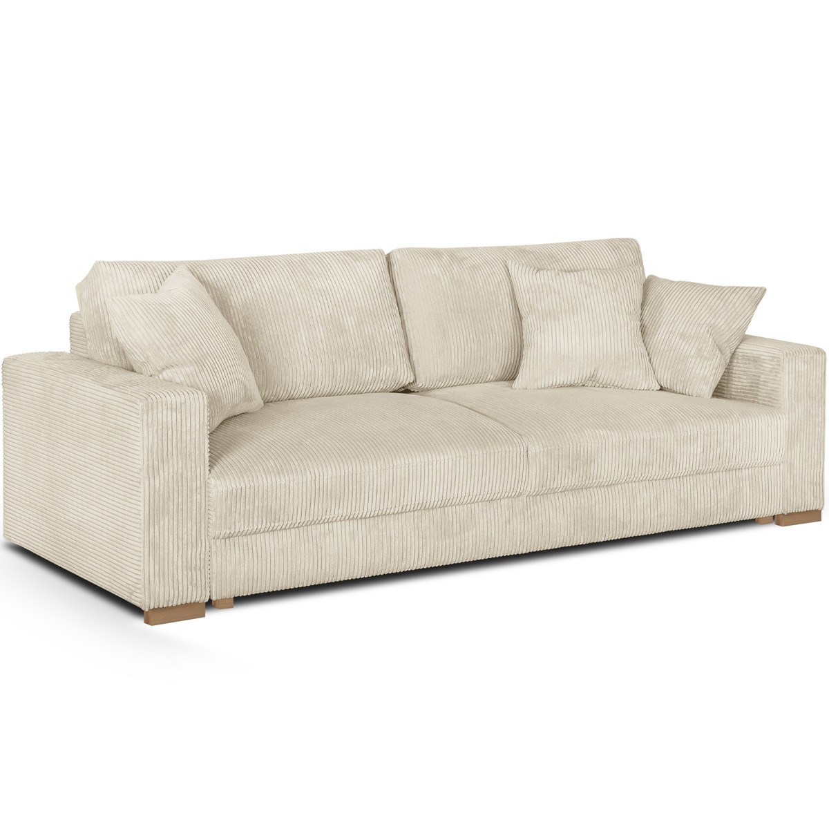 Robin - Canapé convertible 3 places en velours côtelé beige - Vue supplémentaire 2