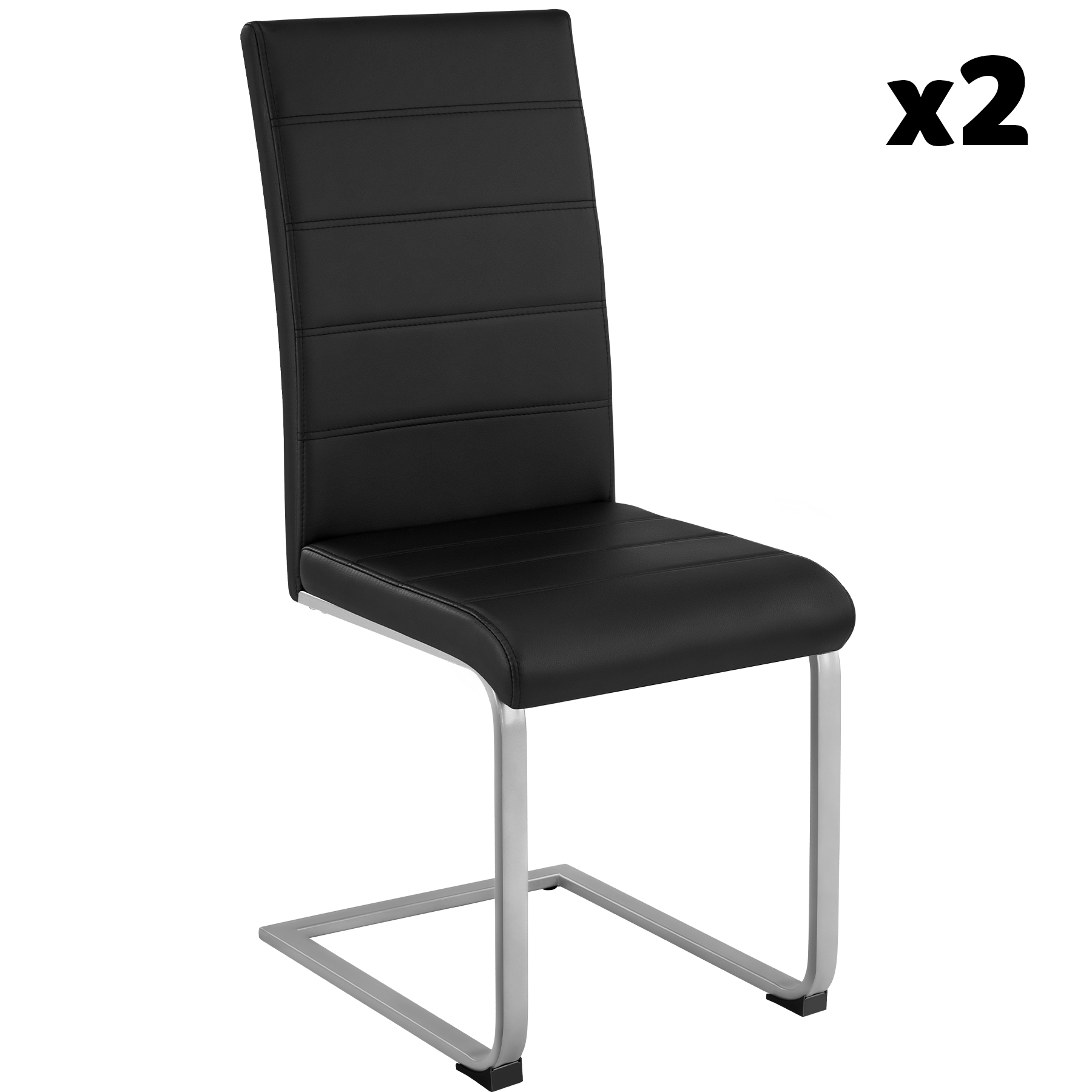 Ensemble de 2 chaises de salle à manger revêtement aspect cuir noir