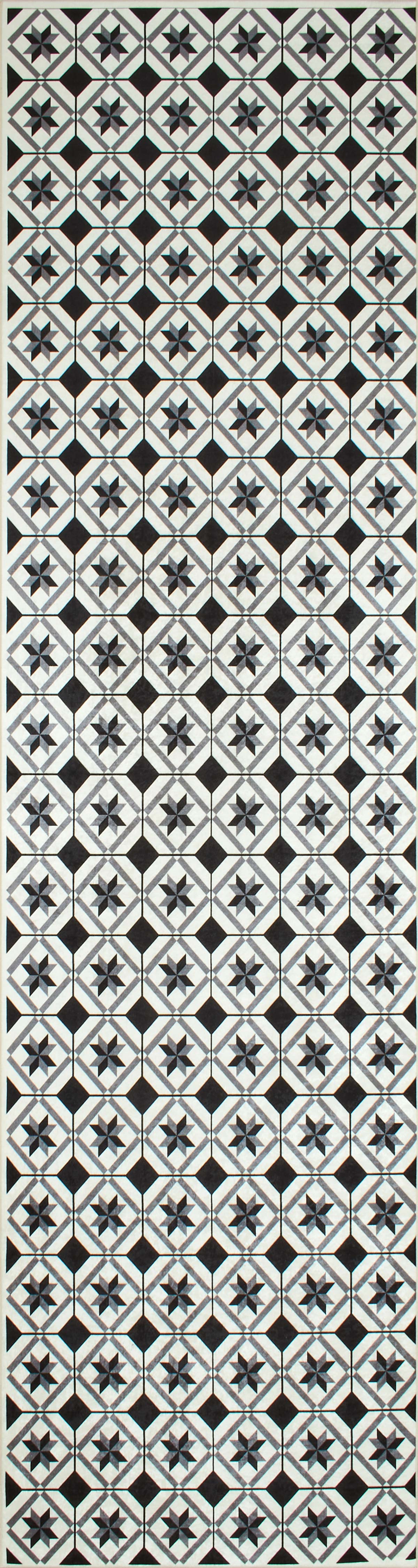 tapis de cuisine carreaux de ciment noir 80x300