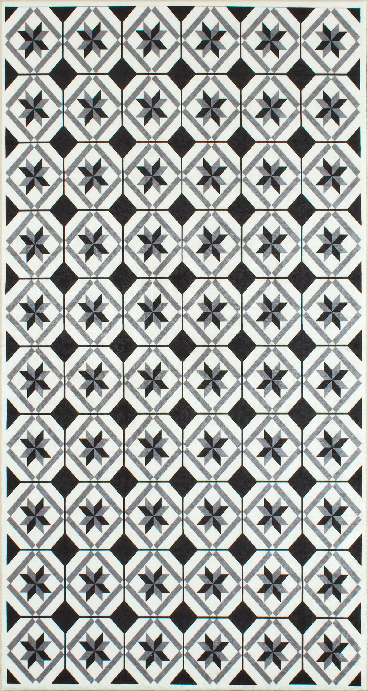 tapis de cuisine carreaux de ciment noir 80x150