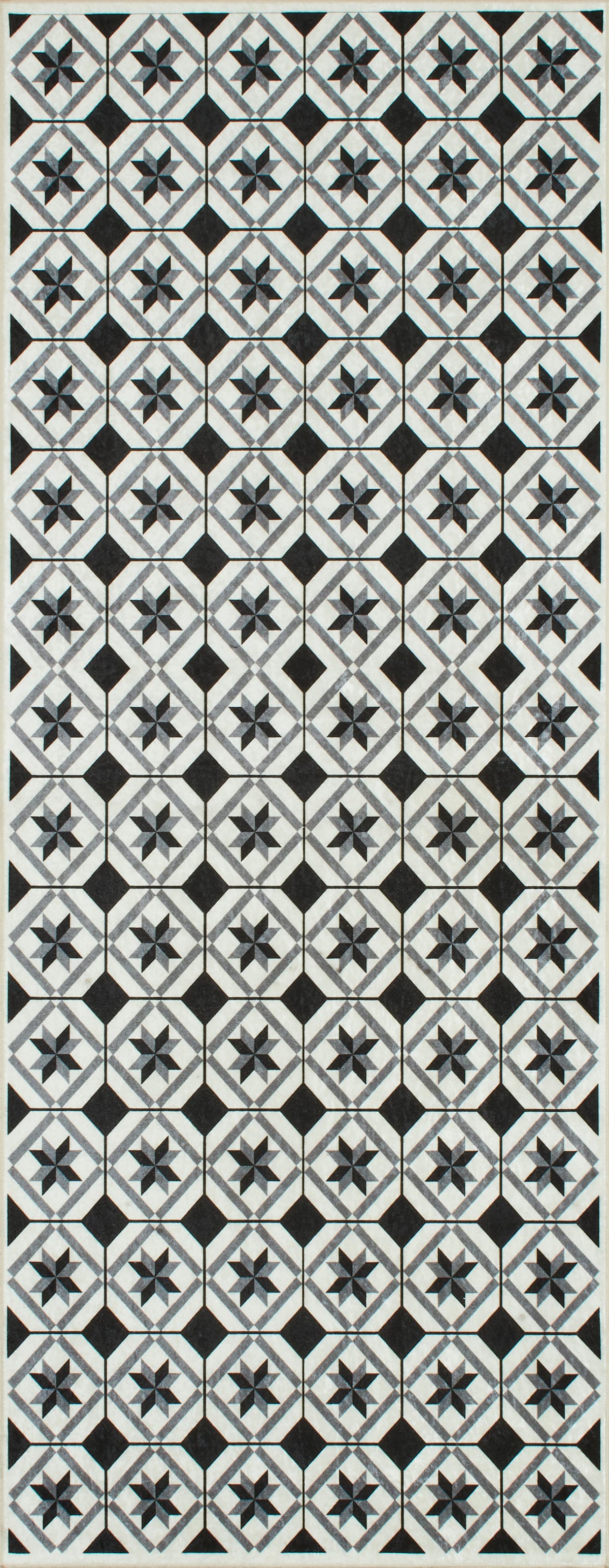 tapis de cuisine carreaux de ciment noir 70x180