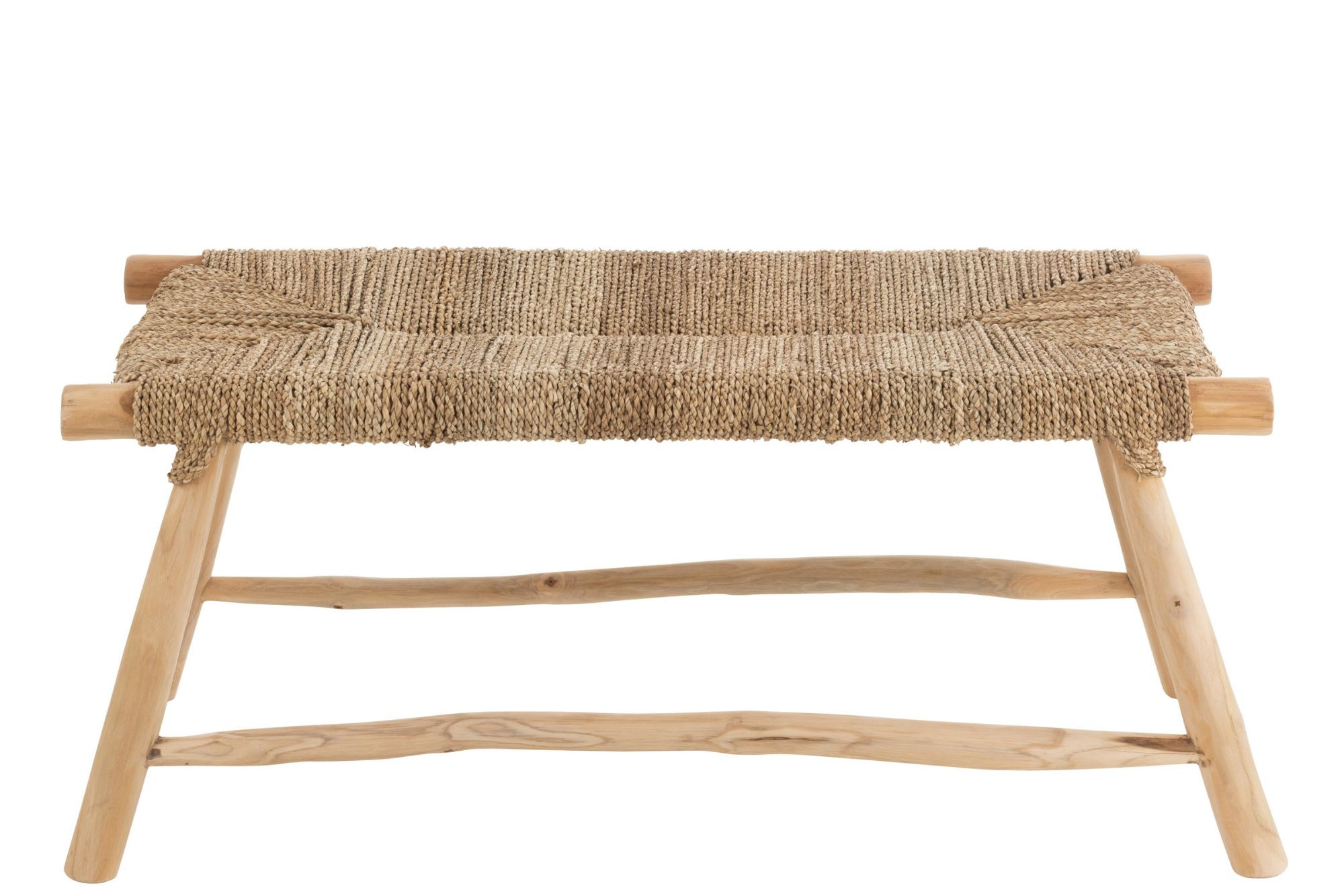 Banc artisanal en teck et jonc de mer 2 personnes L100