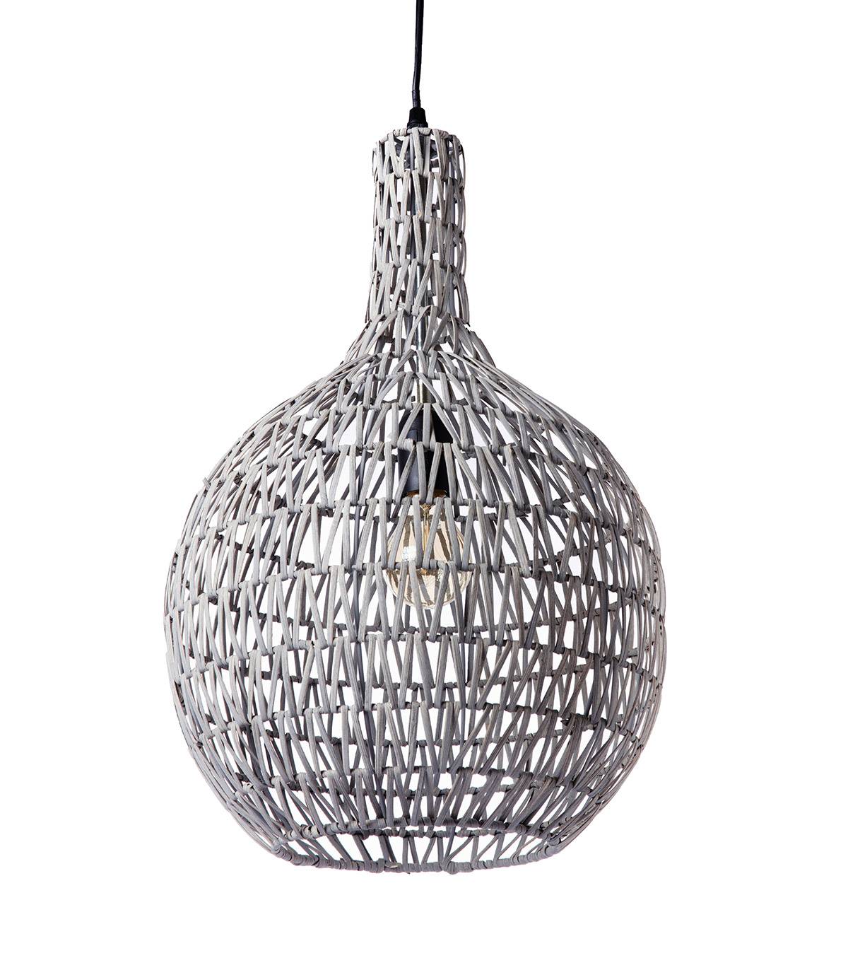 suspension en rotin gris, d. 33 cm