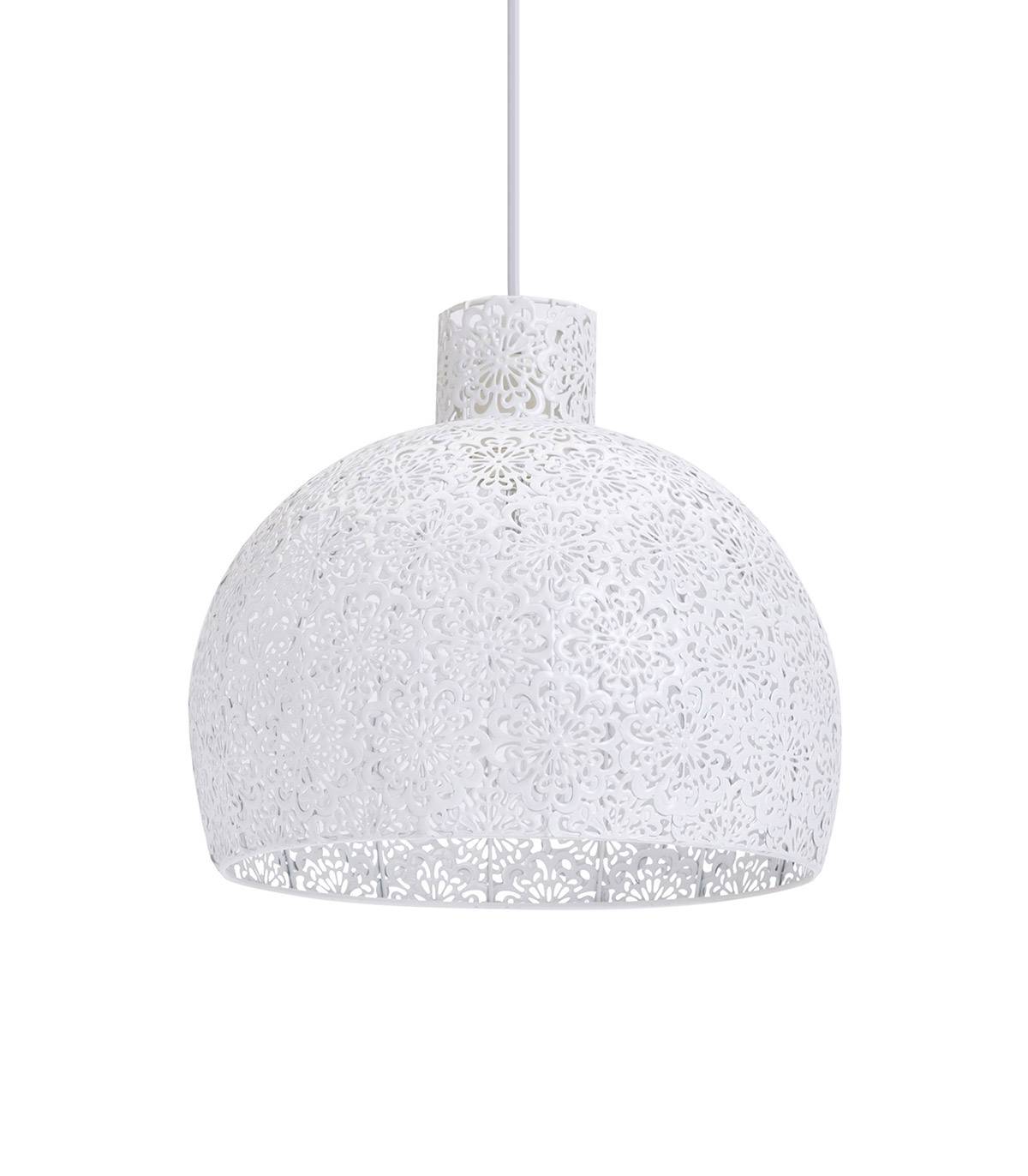 suspension en métal blanc, d. 28 cm