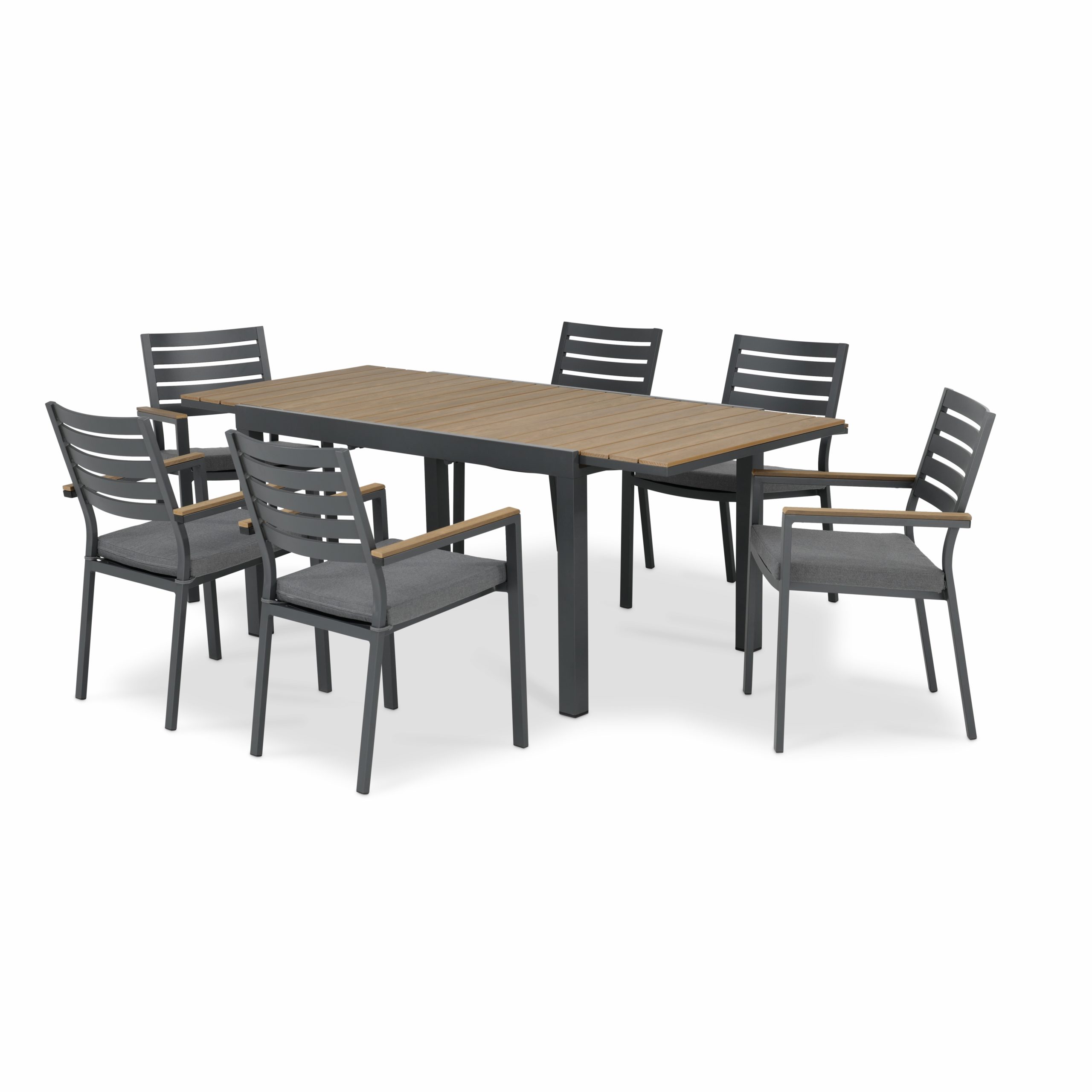 Ensemble de table 200/140×90 cm et 6 chaises en aluminium girs