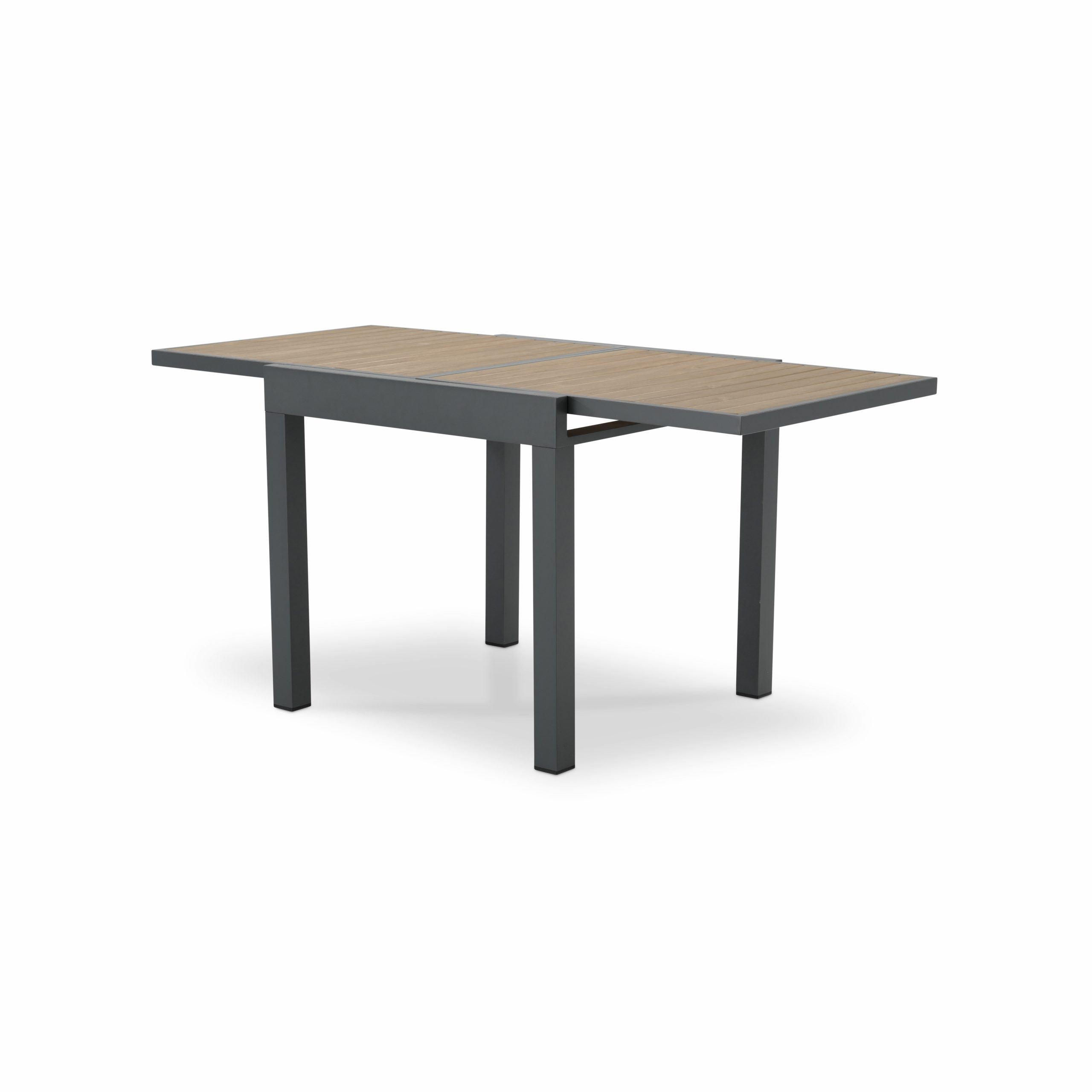 Table de jardin à rallonge en aluminium gris 160/80×80cm et polywood