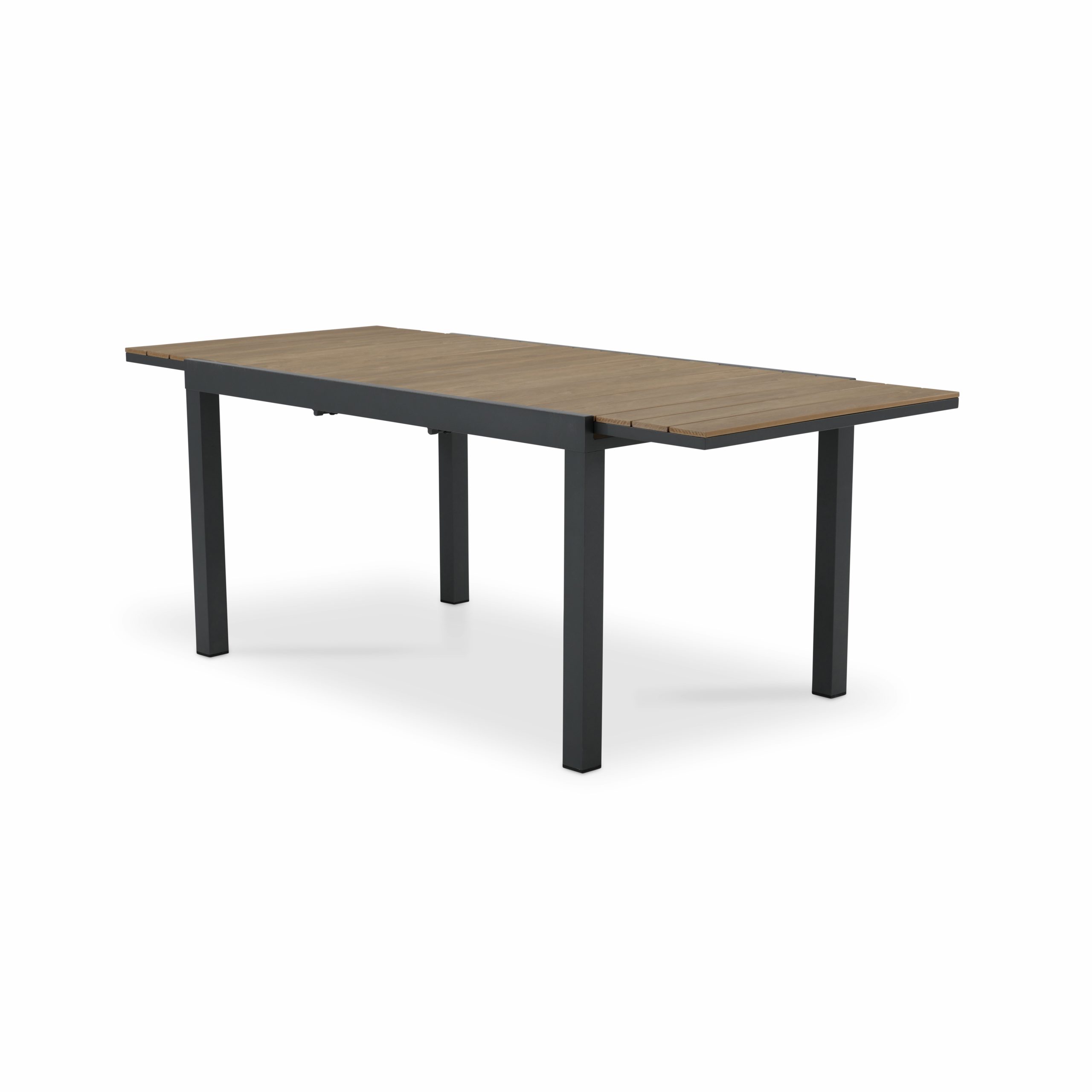 Table de jardin à rallonge en aluminium gris 200/140×90cm et polywood