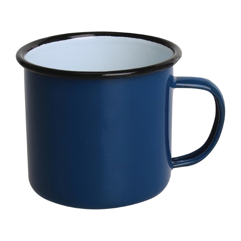 lot de 6 mugs en acier bleu et noir 350 ml