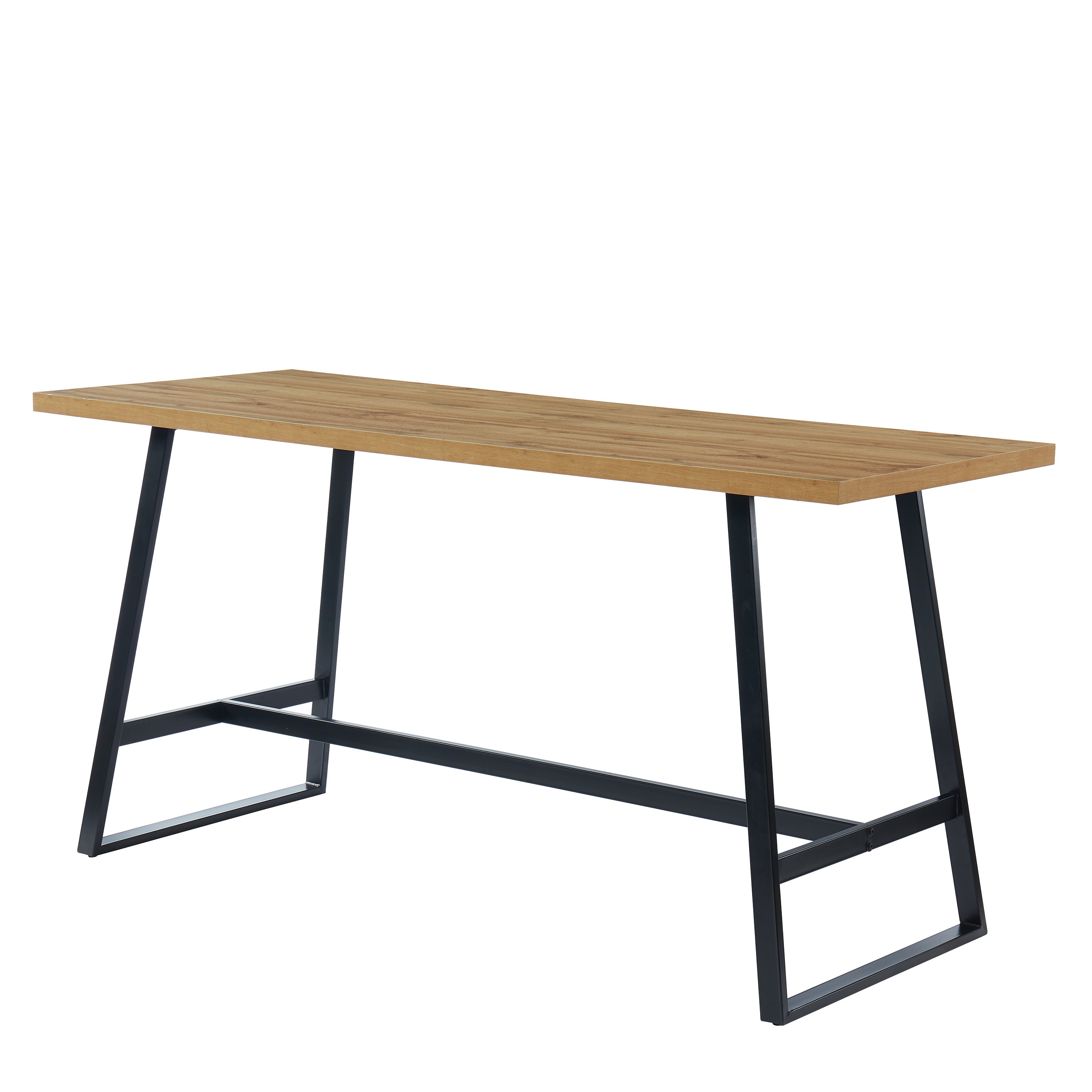 Table haute   effet chêne et métal noir  200cm bois et noir