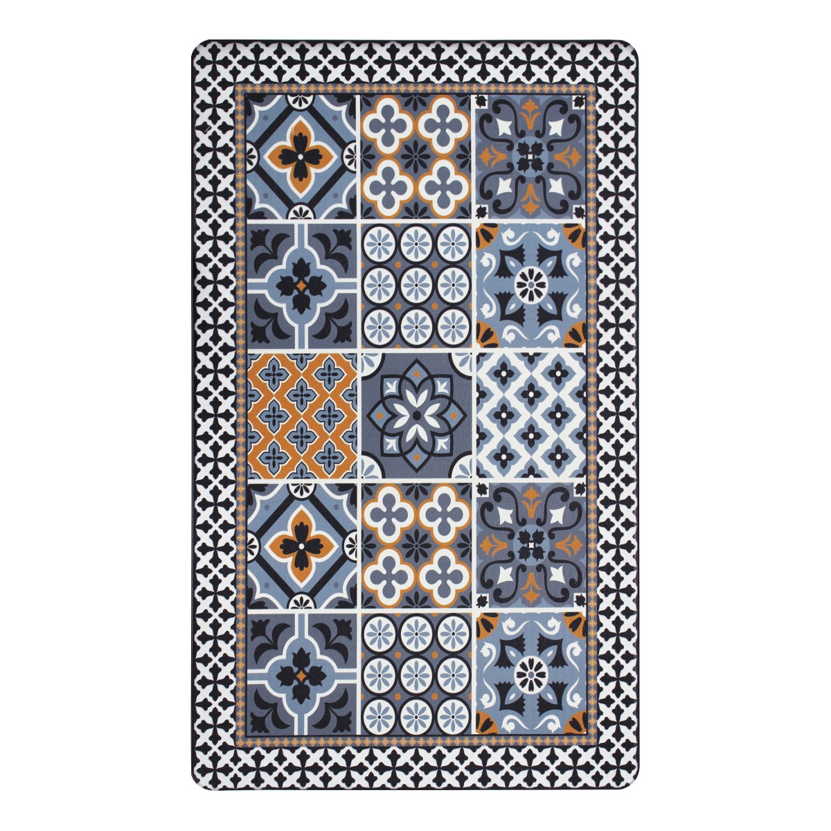 tapis de cuisine carreaux de ciment bleu foncé 45x75