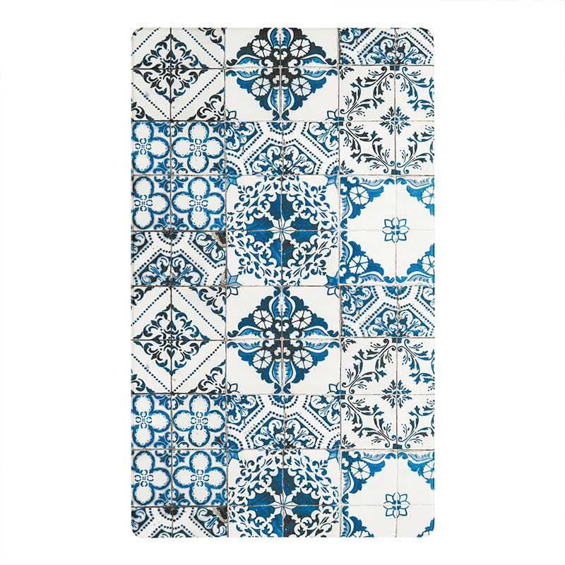 tapis de cuisine carreaux de ciment bleu 45x75
