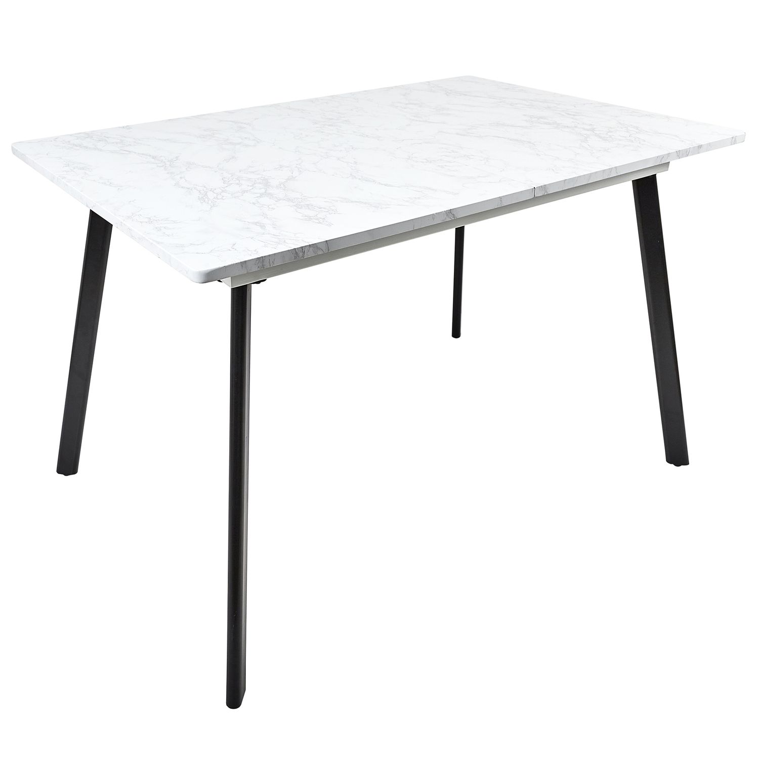 Table extensible imitation marbre pour 4 à 6 personnes gris et noir