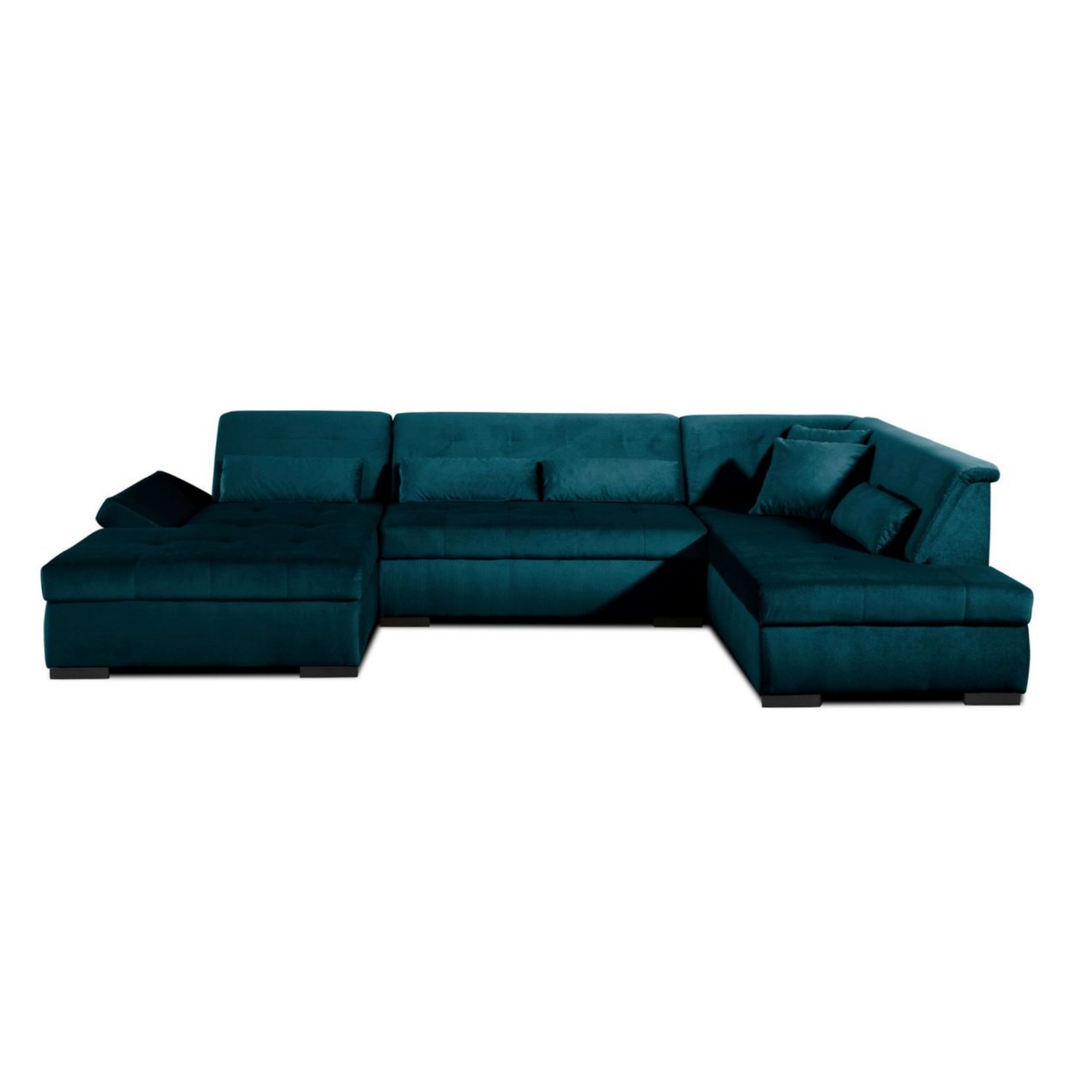 Canapé panoramique 7 places Angle droit en Velours Bleu canard