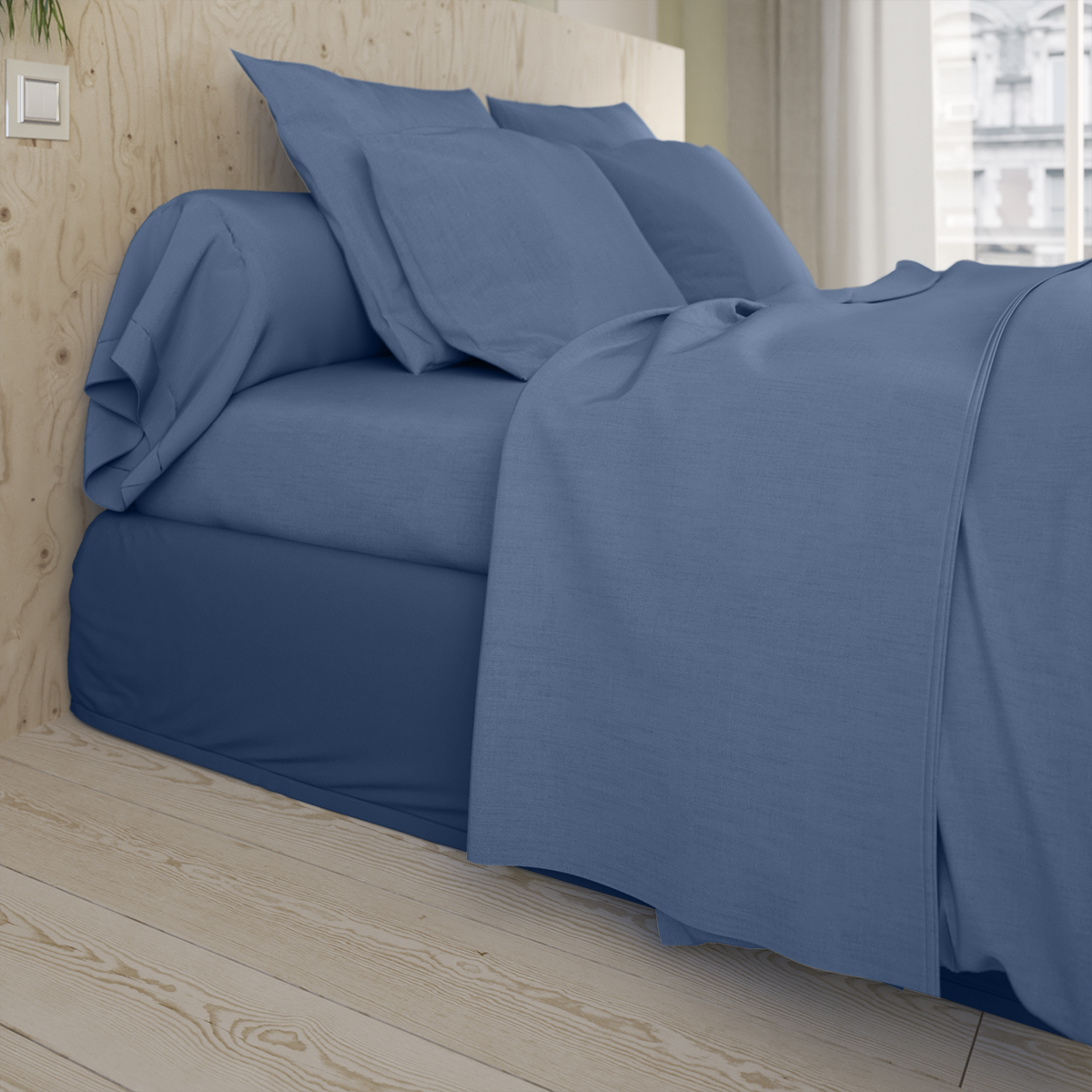 drap plat   coton bleu 240x310 cm
